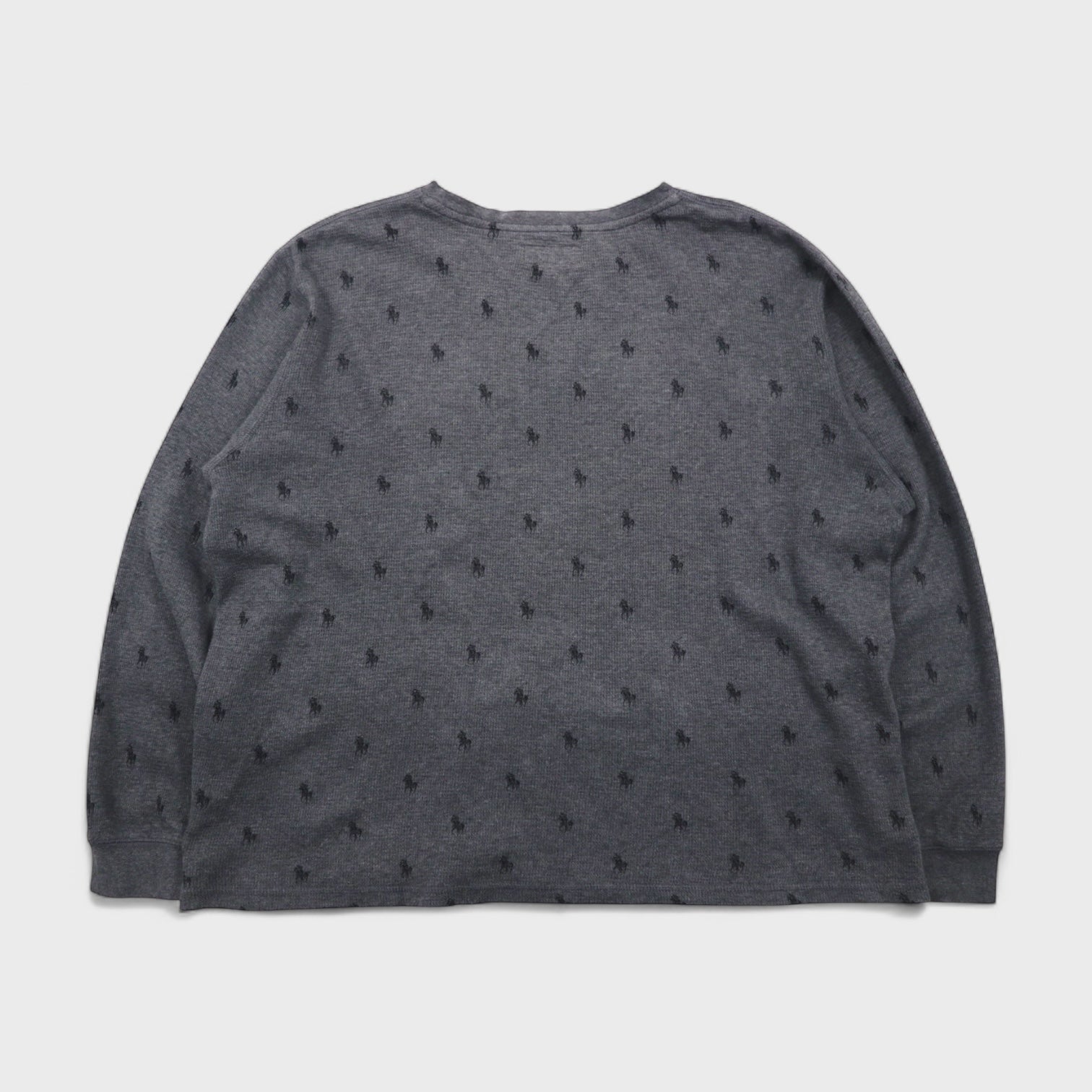 Polo Ralph Lauren サーマル セットアップ L グレー オールオーバーポニー 総柄 ルームウェア パジャマ