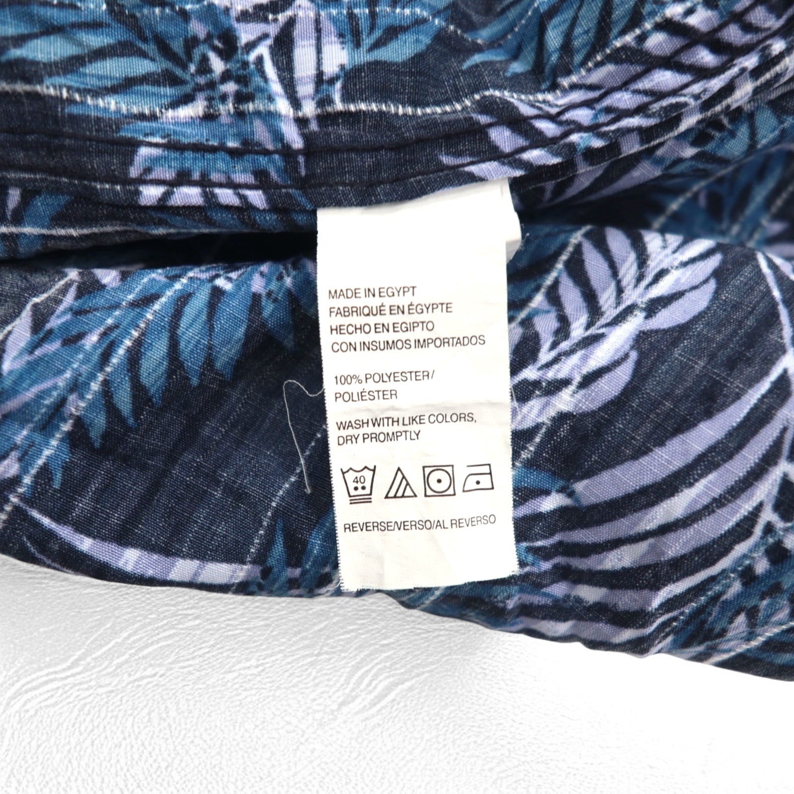 VAN HEUSEN Anni 2000 Camicia hawaiana 2XL Blu navy Fantasia all-over Foglie botaniche Tasca sul petto Taglia grande