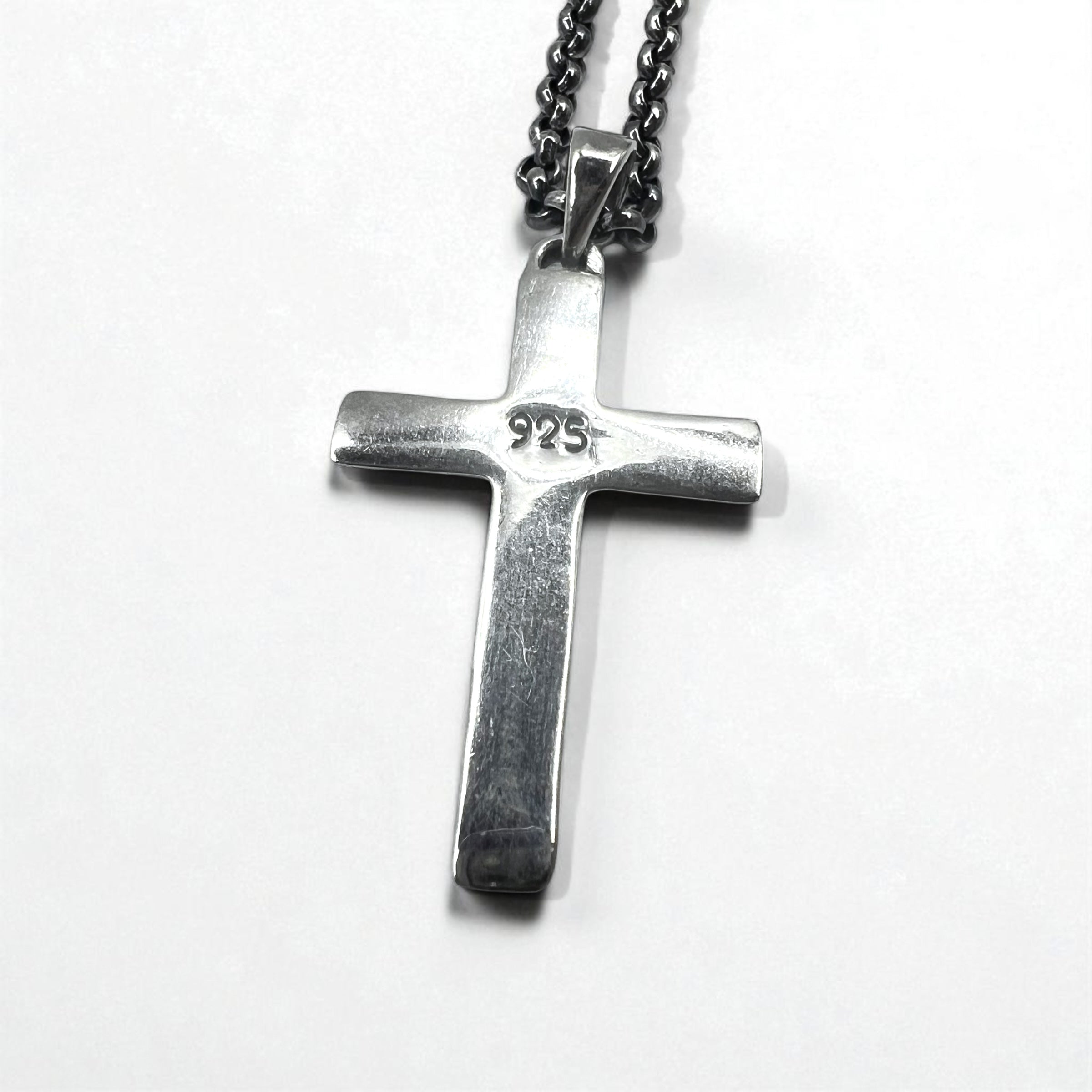 Collana in argento vintage con croce, arabesco, argento 925