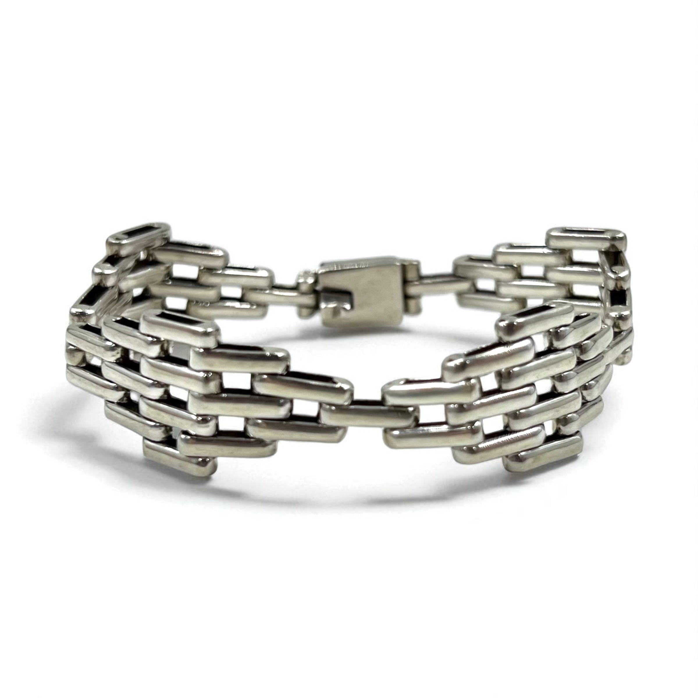 Vintage Mexican Jewelry Bracciale Modernista Messicano in Argento 925 Modernista