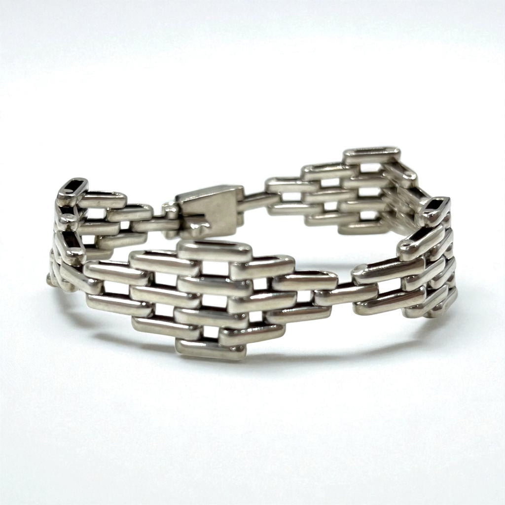 Vintage Mexican Jewelry Bracciale Modernista Messicano in Argento 925 Modernista