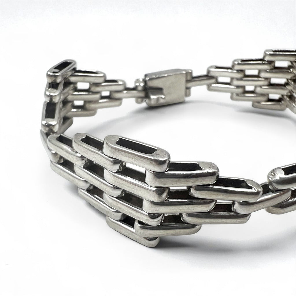 Vintage Mexican Jewelry Bracciale Modernista Messicano in Argento 925 Modernista