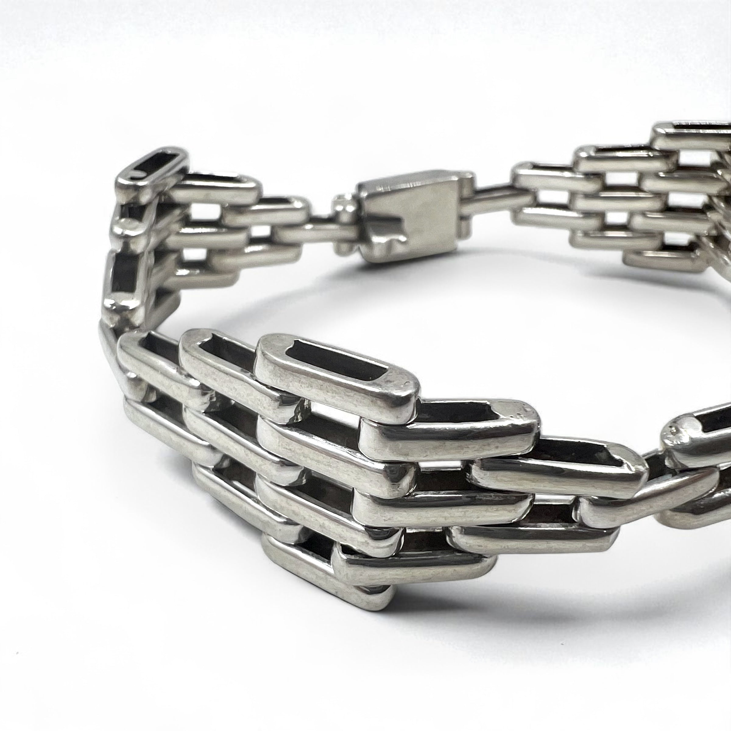 Vintage Mexican Jewelry Bracciale Modernista Messicano in Argento 925 Modernista