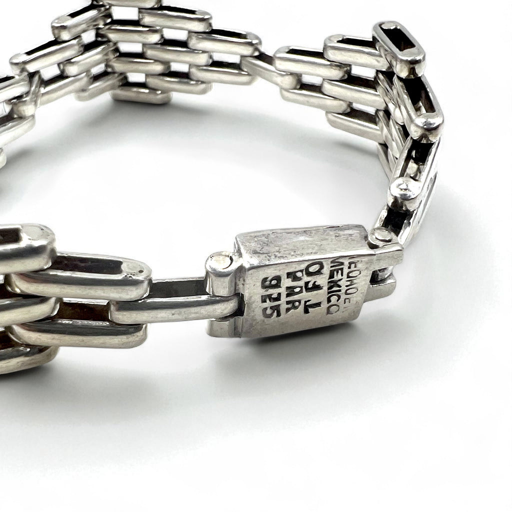 Vintage Mexican Jewelry Bracciale Modernista Messicano in Argento 925 Modernista