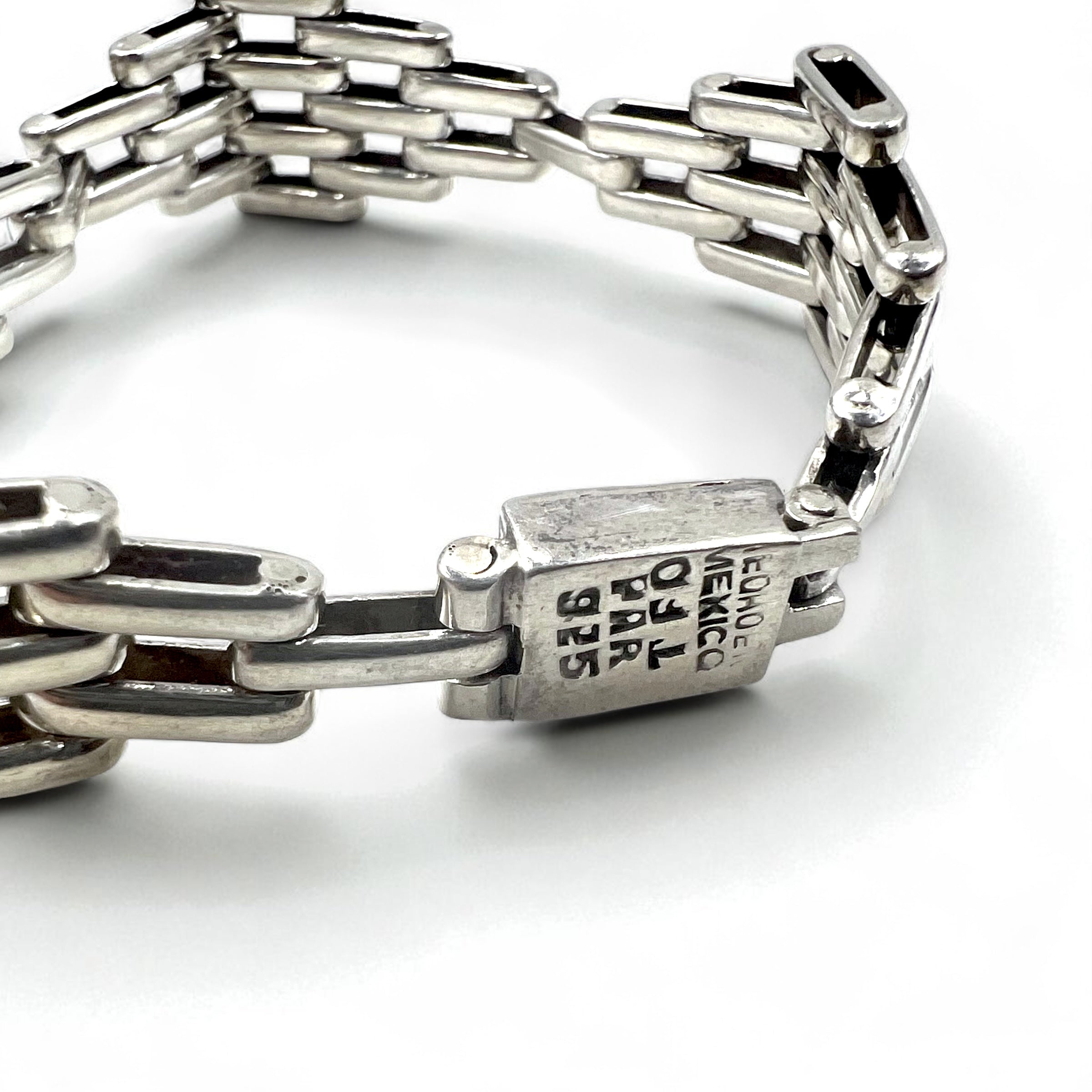 Vintage Mexican Jewelry Bracciale Modernista Messicano in Argento 925 Modernista