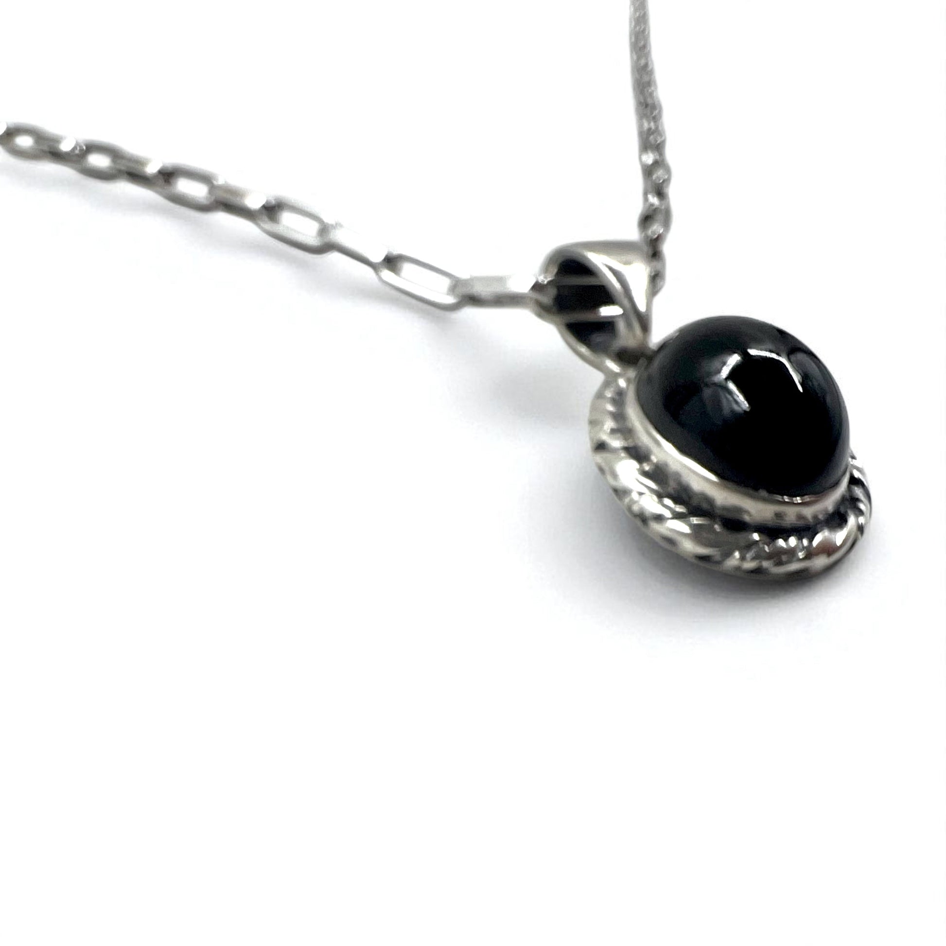 Vintage Silver Black Onyx Necklace インディアンジュエリー ブラックオニキス ホピチェーン ネックレス ペンダント シルバー 925 R刻印