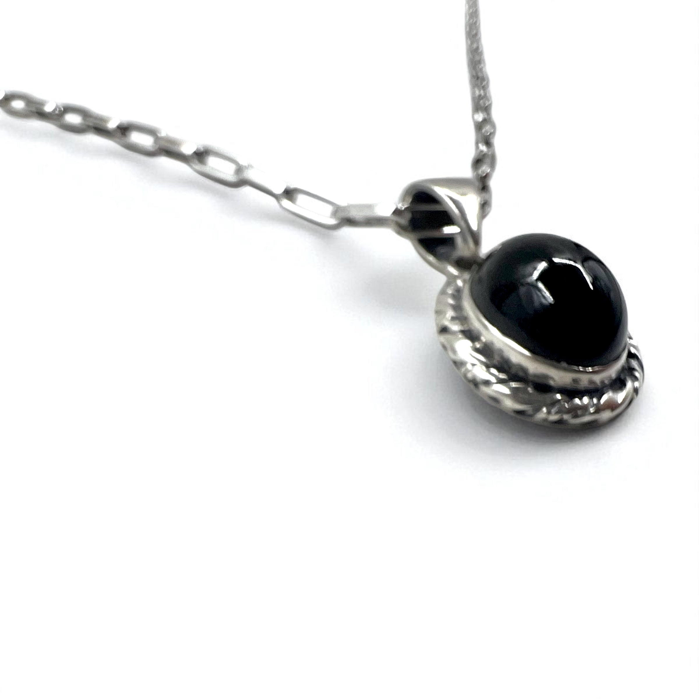 Collana vintage in argento con onice nero, gioielli indiani, onice nero, catena Hopi, ciondolo in argento 925, marchio R