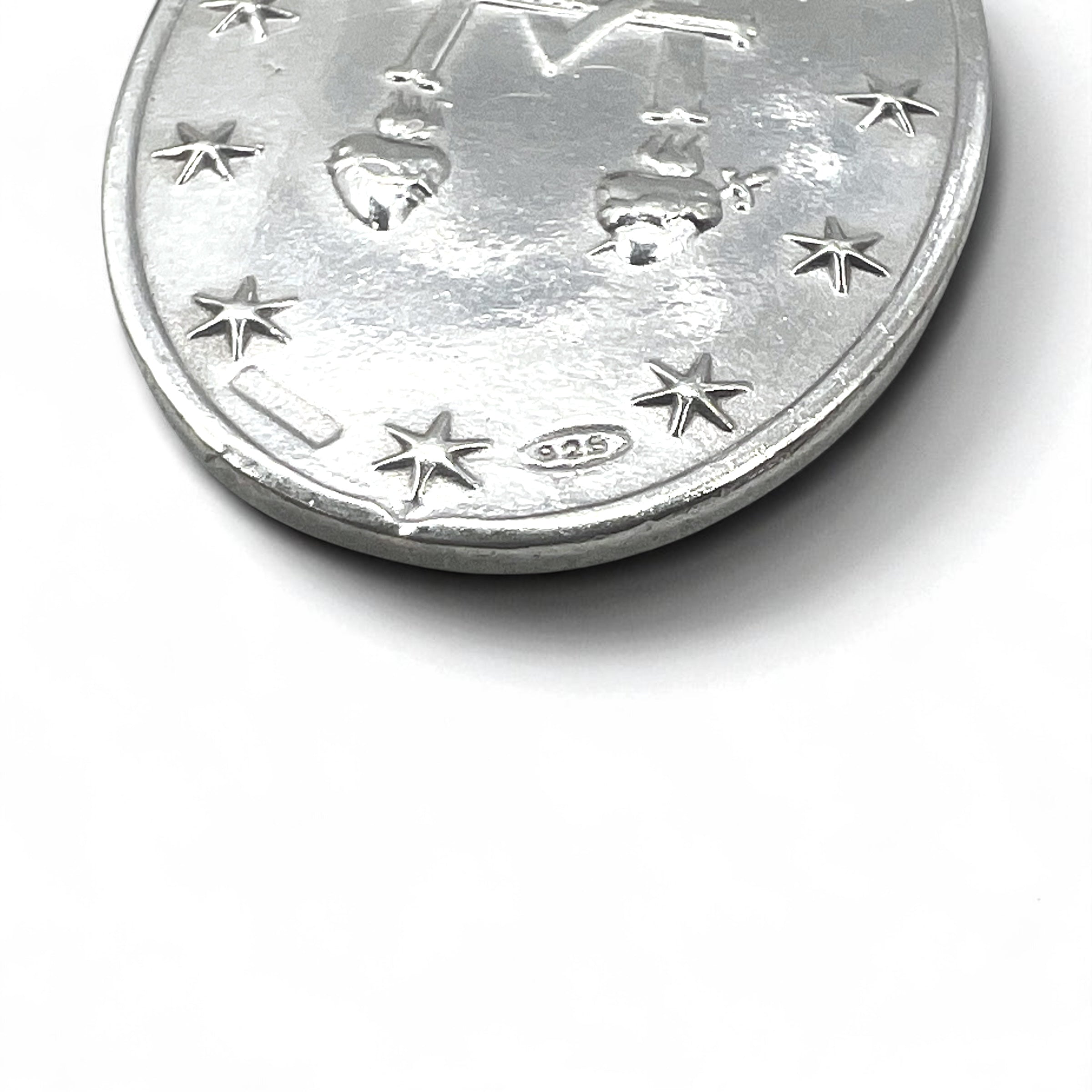 Collana vintage con medaglia della Vergine Maria in argento, catena a maglie forzate in argento 925, ovale, Italia