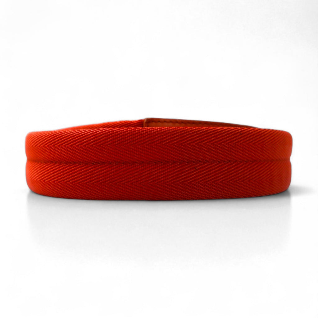 PRADA Cintura in tela di nylon LOGO LOOP UTILITY BELT 38/95 arancione con inserti in pelle 4C2855 Made in Italy