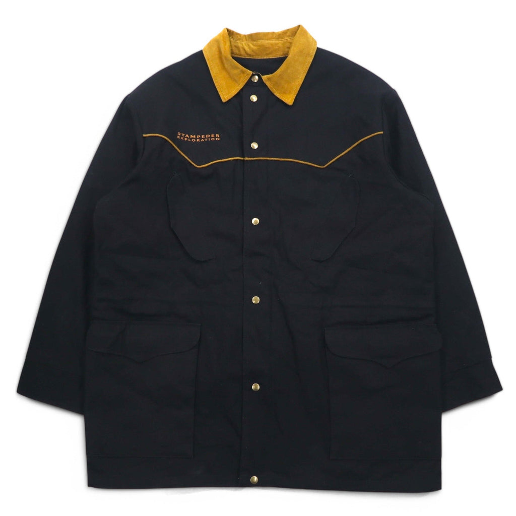 CCJ Canada Drifter Coat Anatra Western Jacket L Nero Collo in velluto a coste Coulisse