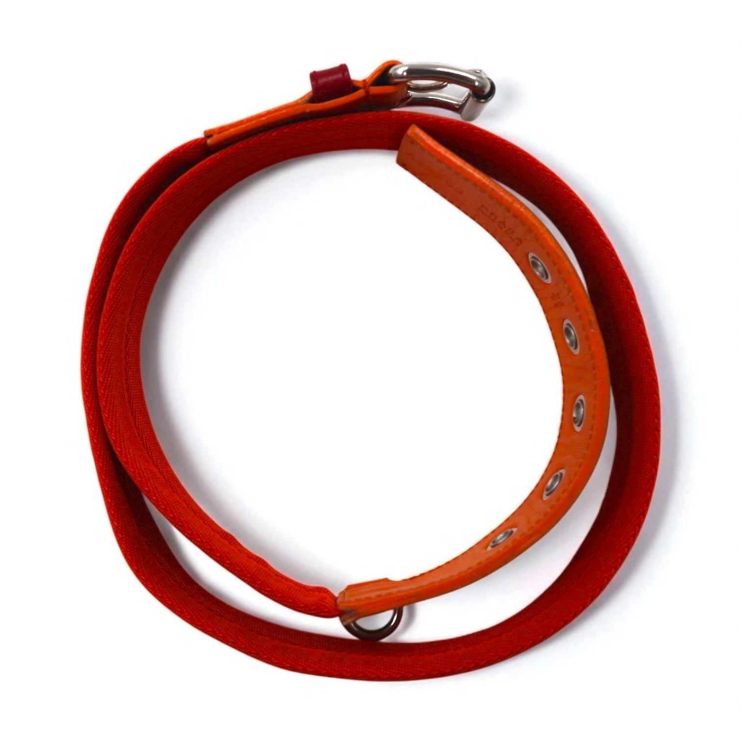 PRADA Cintura in tela di nylon LOGO LOOP UTILITY BELT 38/95 arancione con inserti in pelle 4C2855 Made in Italy