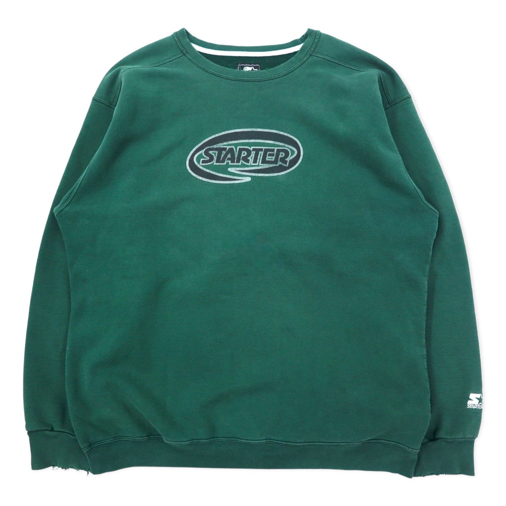 STARTER USA 90s felpa consumata XL verde cotone oversize stampa logo