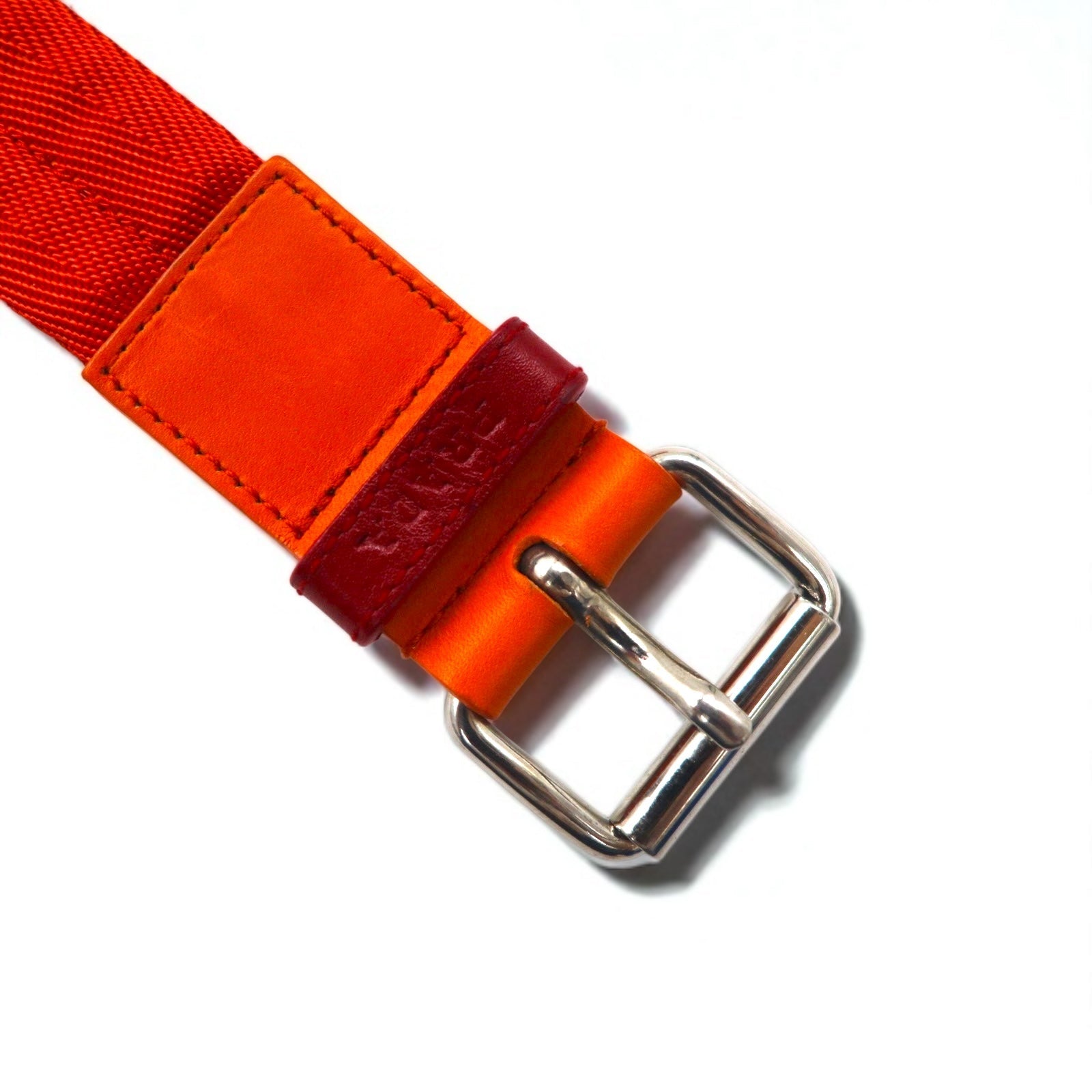 PRADA Cintura in tela di nylon LOGO LOOP UTILITY BELT 38/95 arancione con inserti in pelle 4C2855 Made in Italy