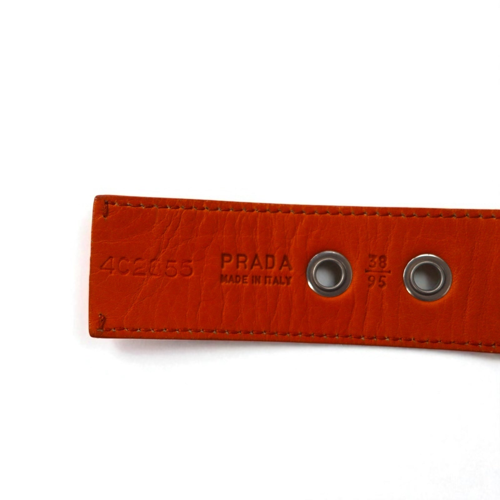 PRADA Cintura in tela di nylon LOGO LOOP UTILITY BELT 38/95 arancione con inserti in pelle 4C2855 Made in Italy