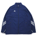 adidas anni 2000 giacca in nylon giacca da tuta jersey L blu navy logo ricamato