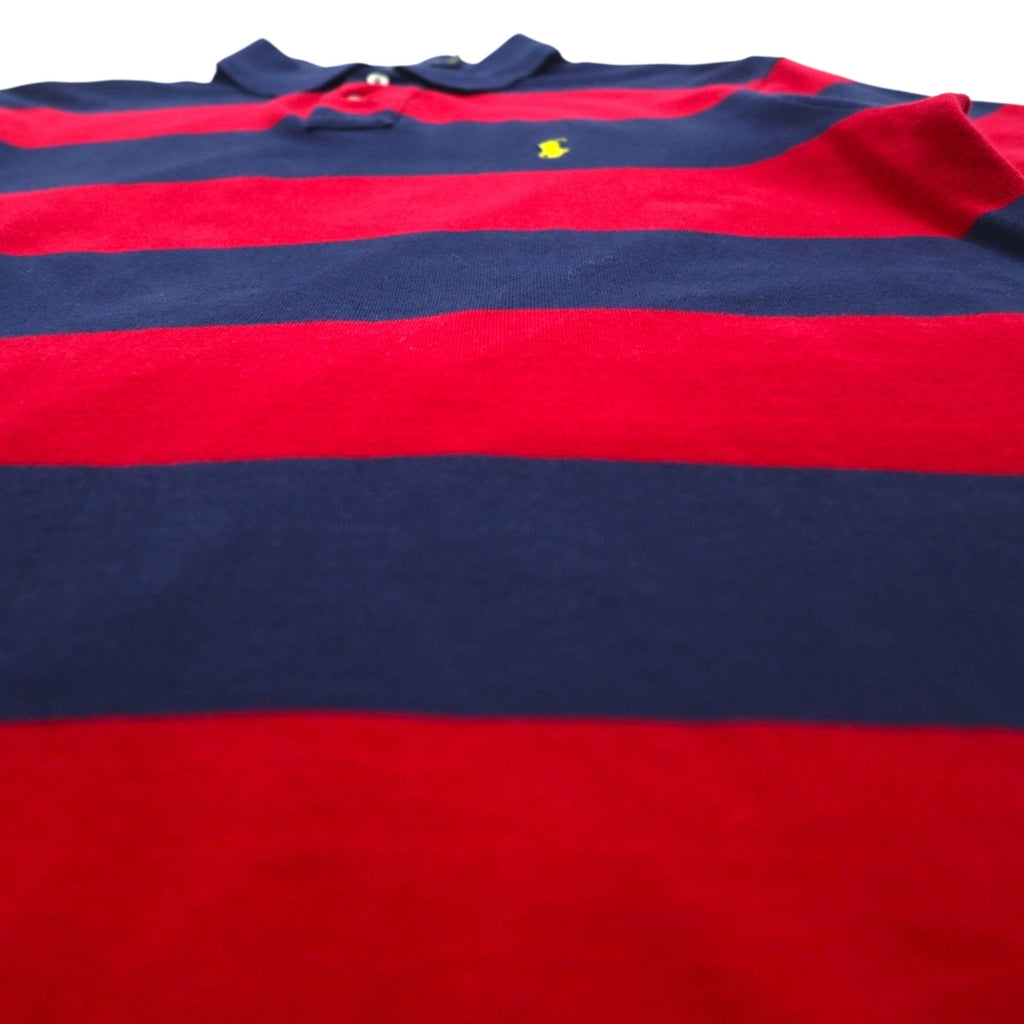POLO RALPH LAUREN ボーダー ポロシャツ L ネイビー レッド コットン 鹿の子 スモールポニー刺繍
