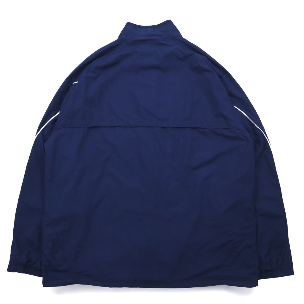 adidas anni 2000 giacca in nylon giacca da tuta jersey L blu navy logo ricamato