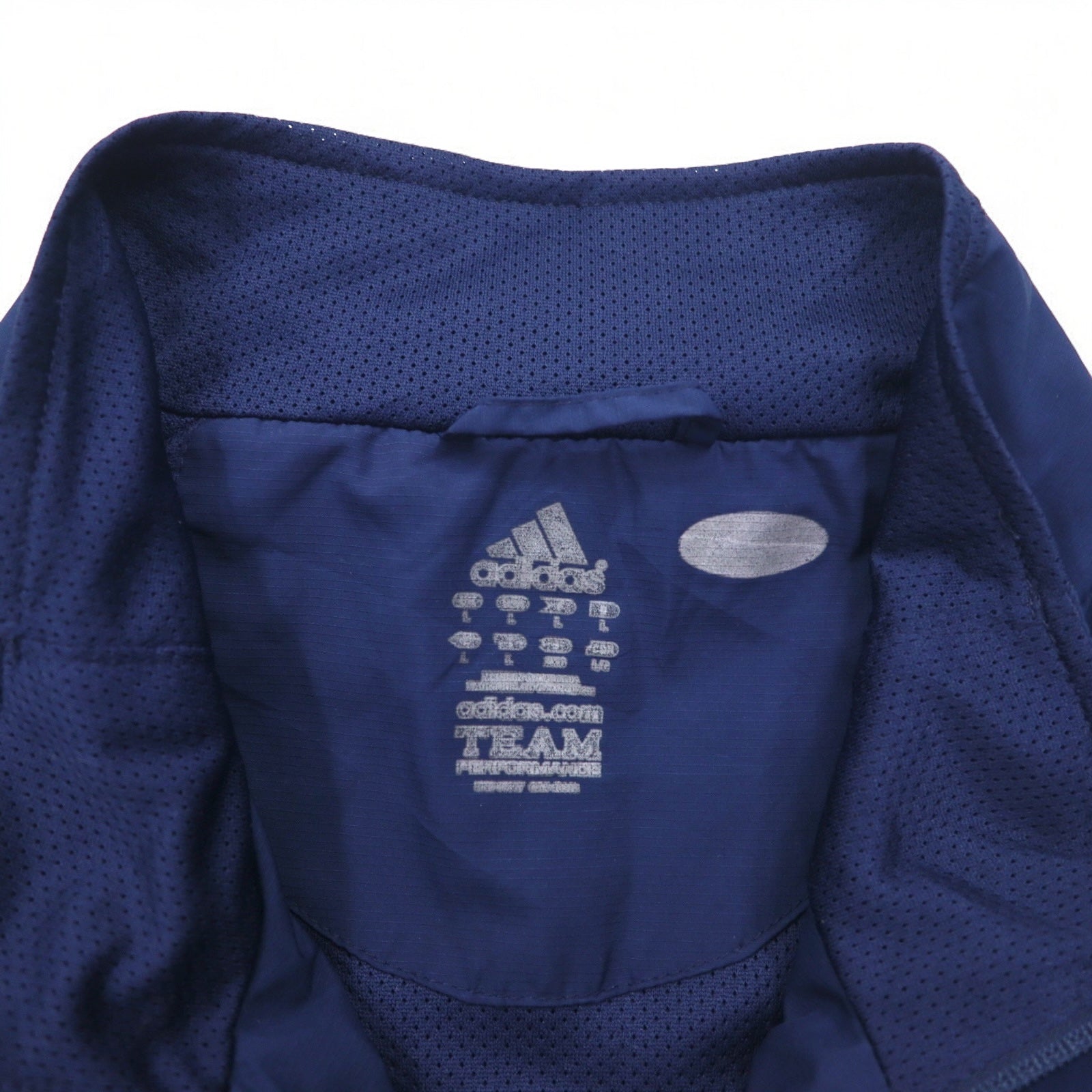 adidas anni 2000 giacca in nylon giacca da tuta jersey L blu navy logo ricamato
