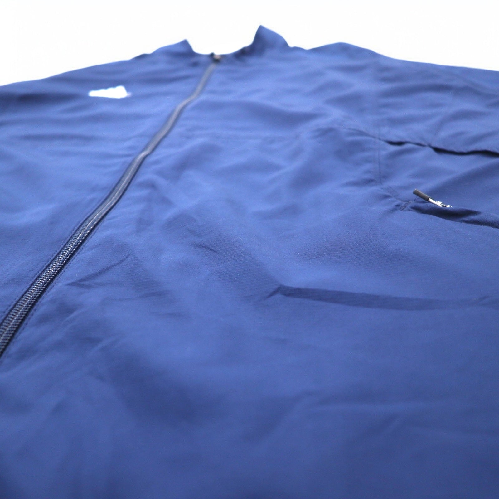 adidas anni 2000 giacca in nylon giacca da tuta jersey L blu navy logo ricamato