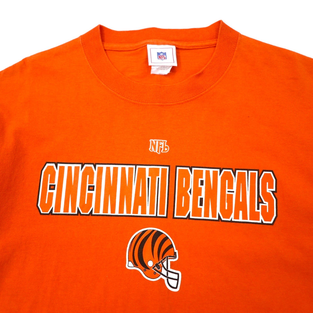 T-shirt con stampa NFL anni '90, taglia L, colore arancione, cotone, CINCINNATI BENGALS, Made in USA