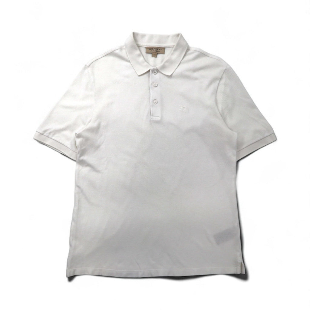 BURBERRY Polo a manica corta con etichetta attuale L bianca in cotone piqué con ricamo logo a punto singolo