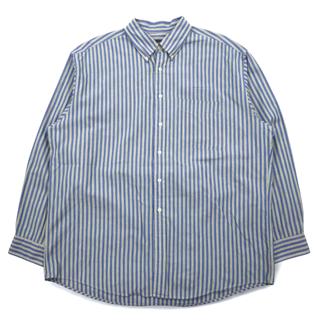 J.CREW Anni '90 Camicia button-down XL Righe blu Cotone Etichetta gigante Oversize