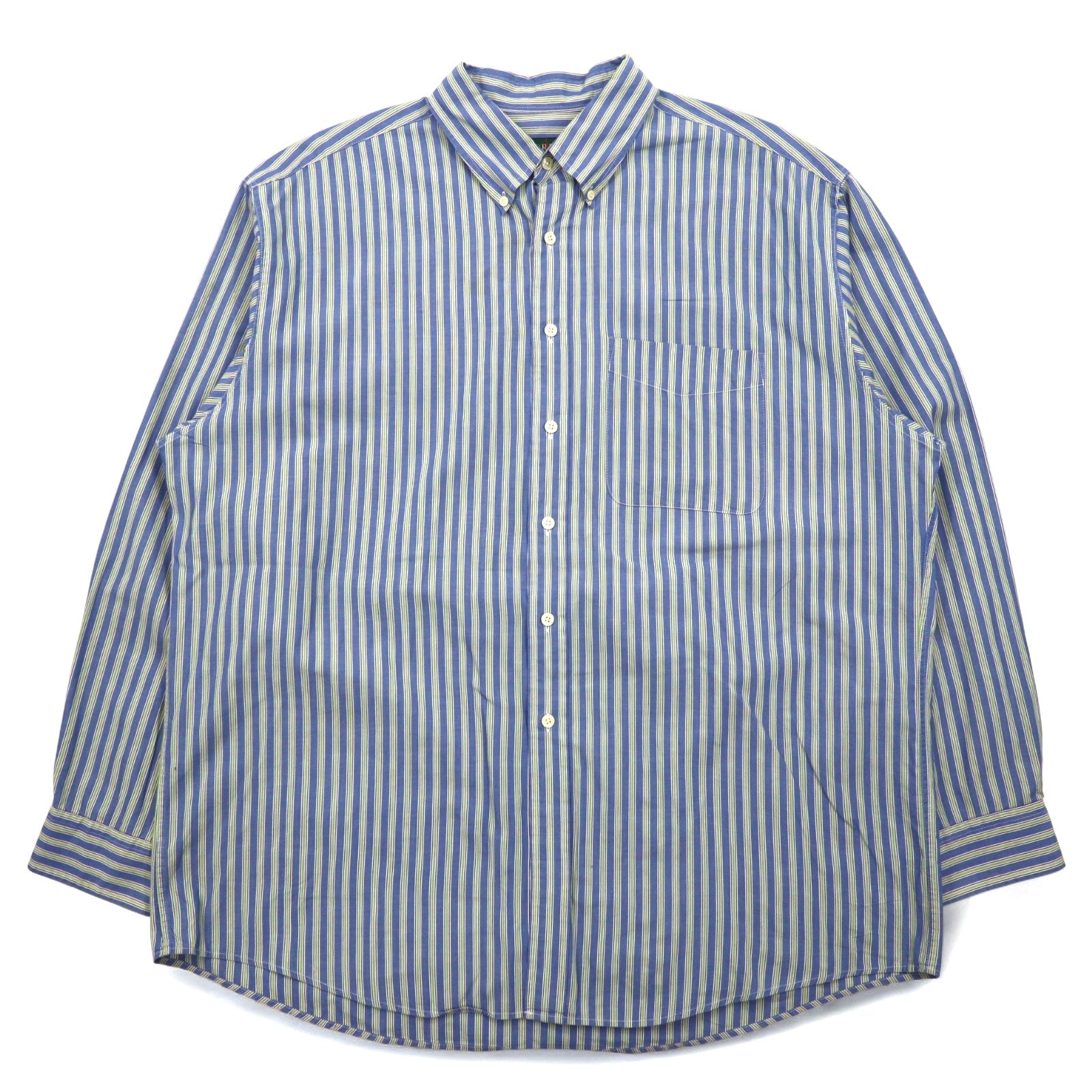 J.CREW Anni '90 Camicia button-down XL Righe blu Cotone Etichetta gigante Oversize