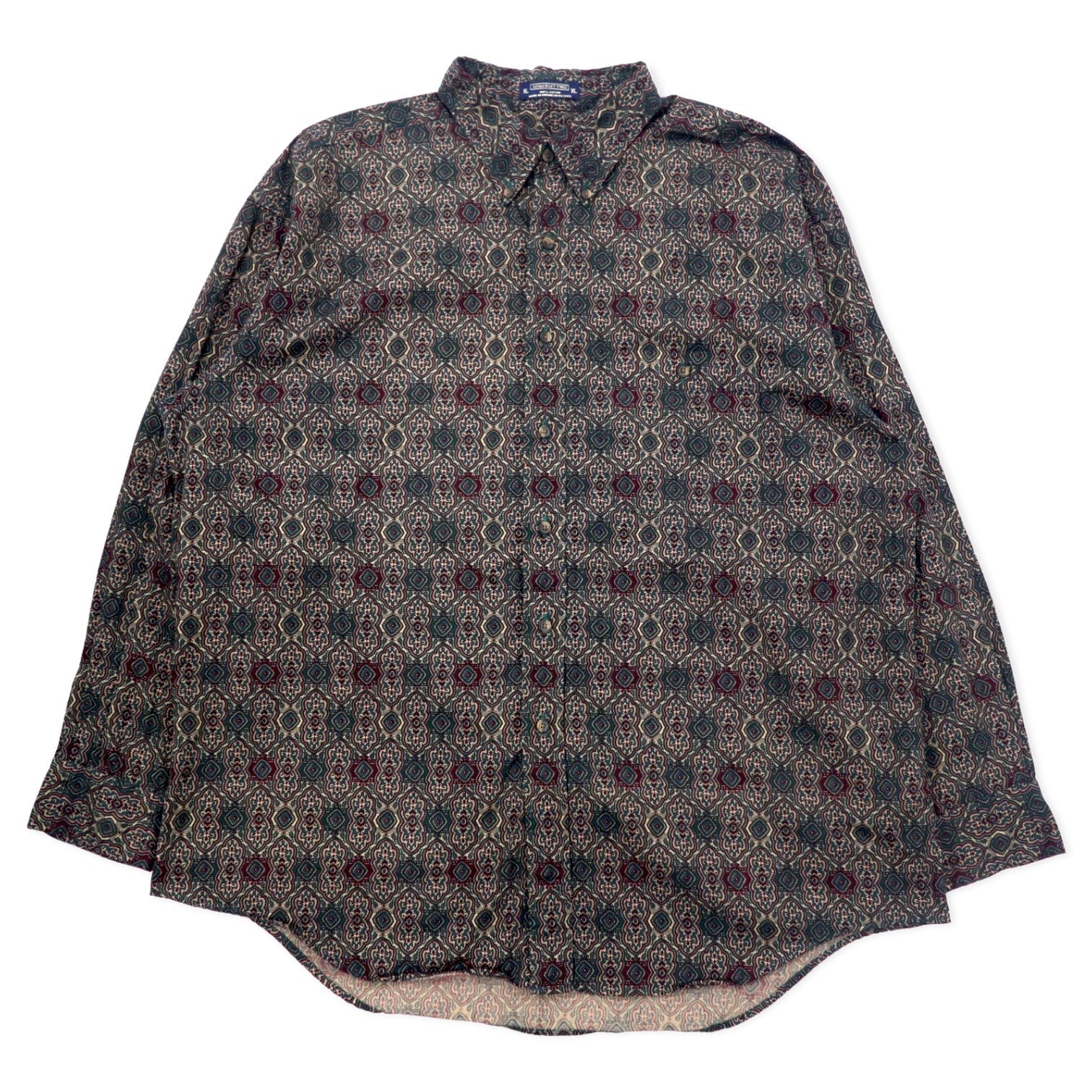 Anni '90 THE ARROW COMPANY Camicia button-down fantasia XL Nera Cotone SOMERSET TWILL