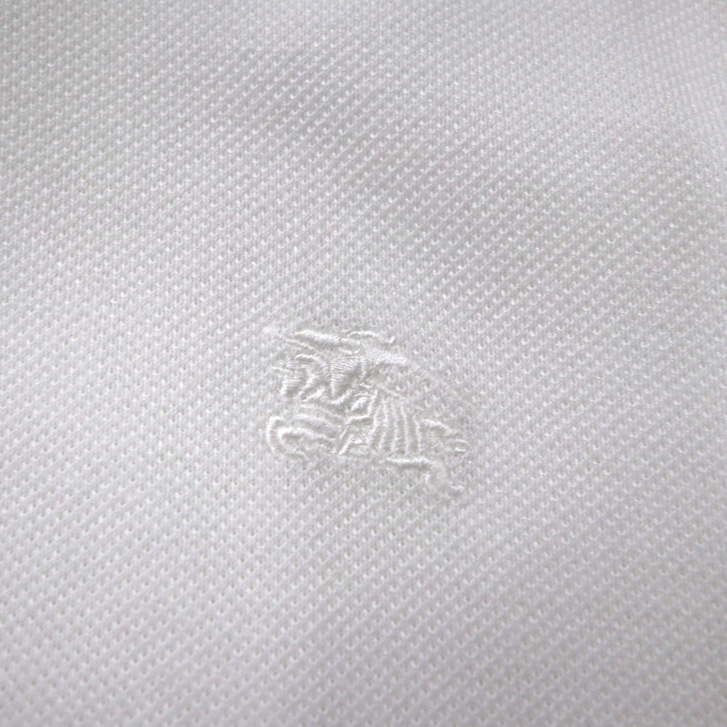 BURBERRY Polo a manica corta con etichetta attuale L bianca in cotone piqué con ricamo logo a punto singolo