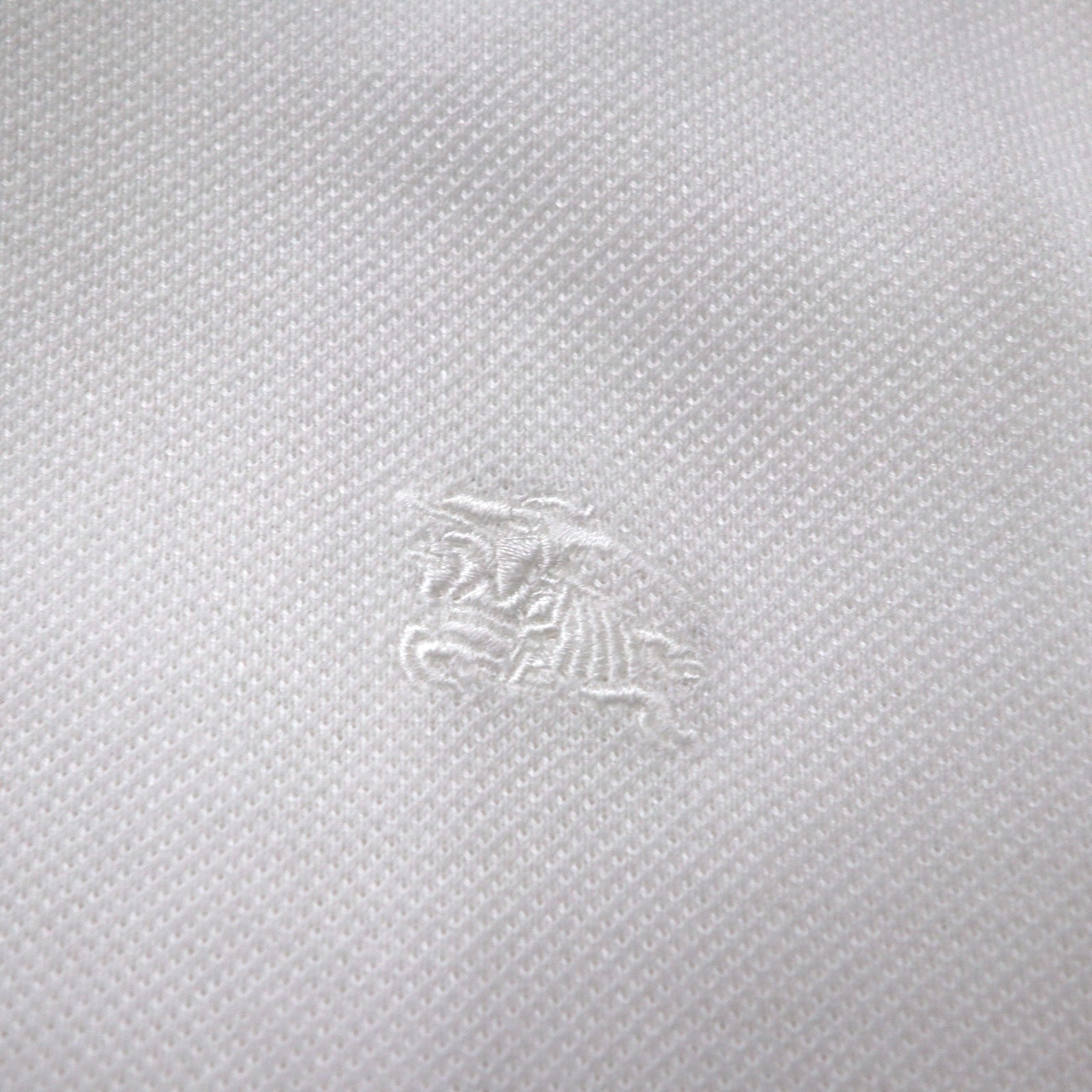 BURBERRY Polo a manica corta con etichetta attuale L bianca in cotone piqué con ricamo logo a punto singolo