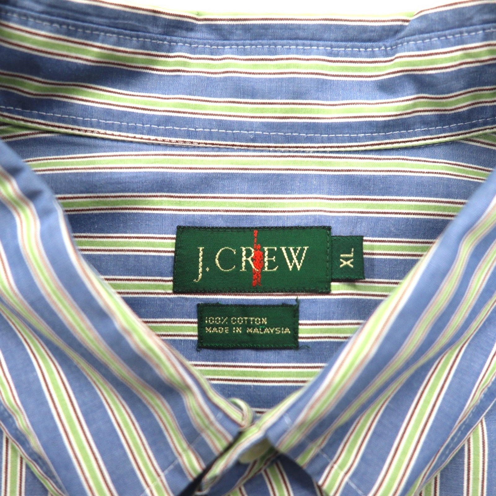 J.CREW Anni '90 Camicia button-down XL Righe blu Cotone Etichetta gigante Oversize