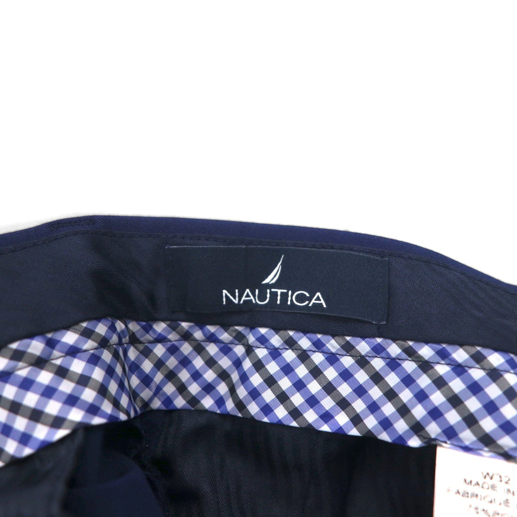 NAUTICA スラックス パンツ L ネイビー ポリエステル テーパード