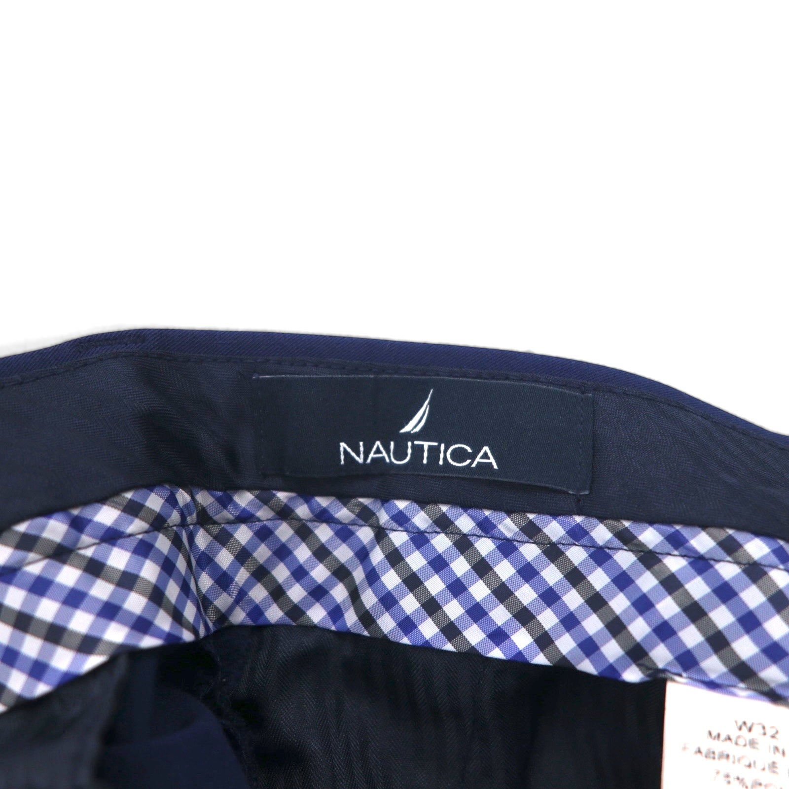 NAUTICA スラックス パンツ L ネイビー ポリエステル テーパード
