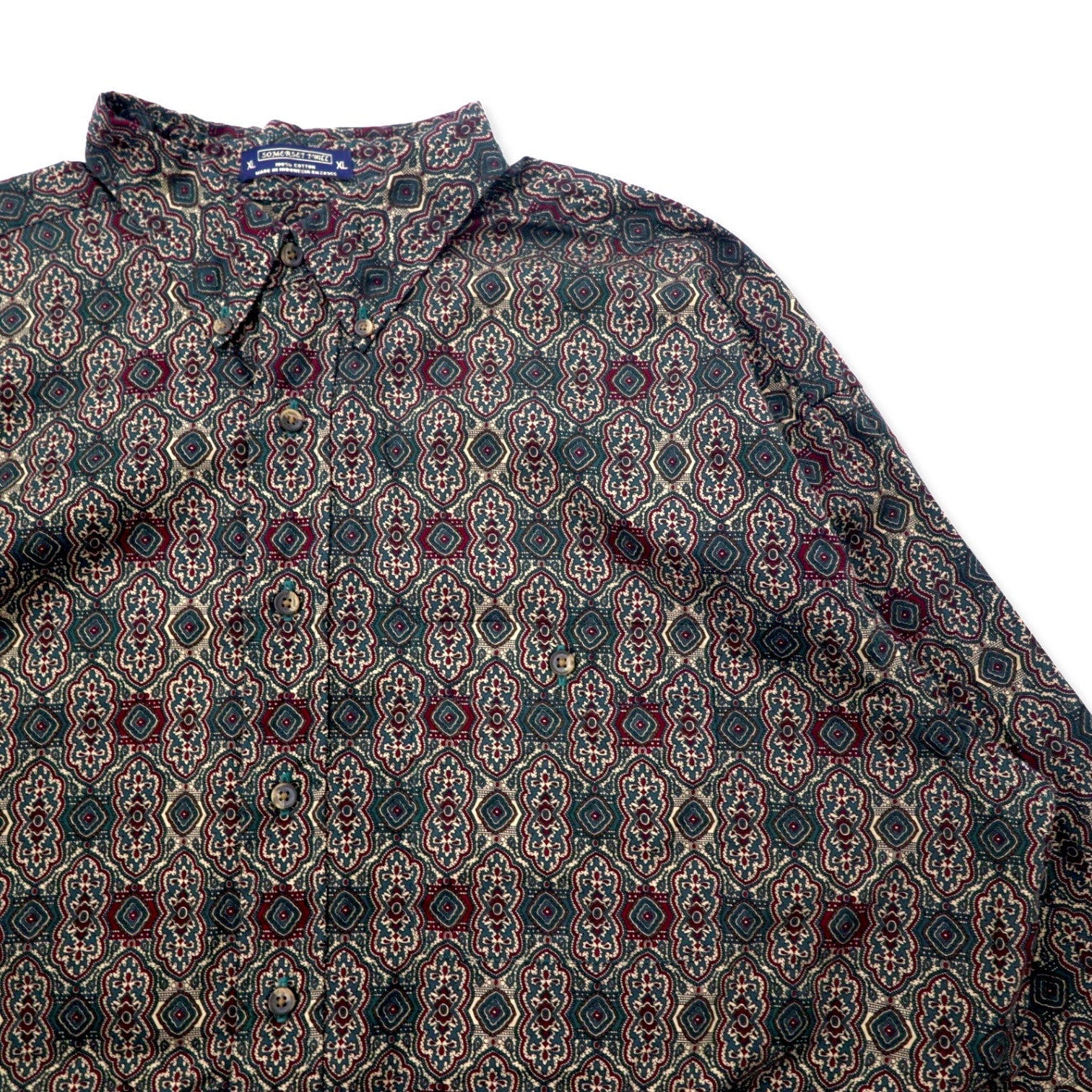 Anni '90 THE ARROW COMPANY Camicia button-down fantasia XL Nera Cotone SOMERSET TWILL