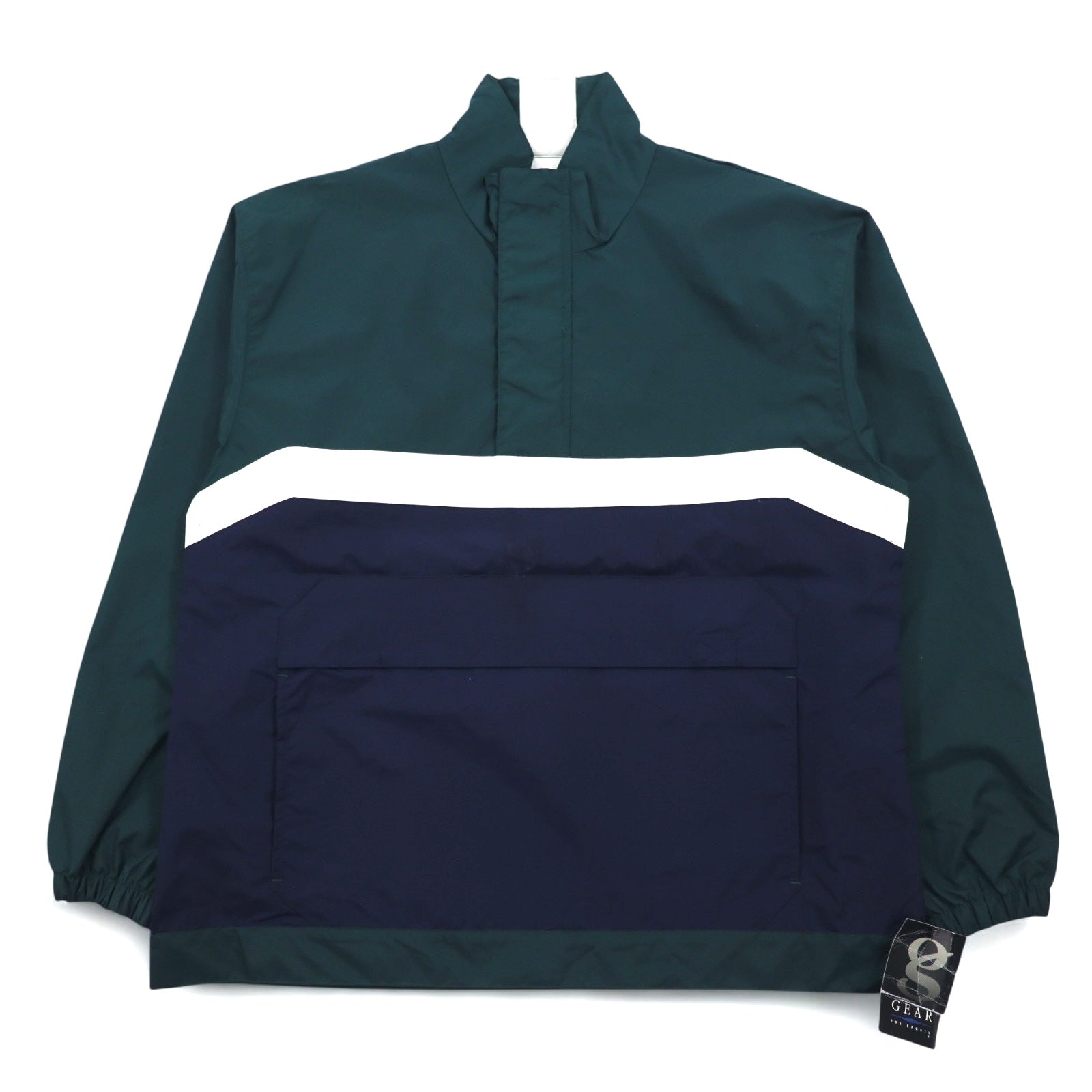 GEAR FOR SPORTS Giacca a Vento Anorak Mezza Zip in Nylon M Verde Navy Ripstop