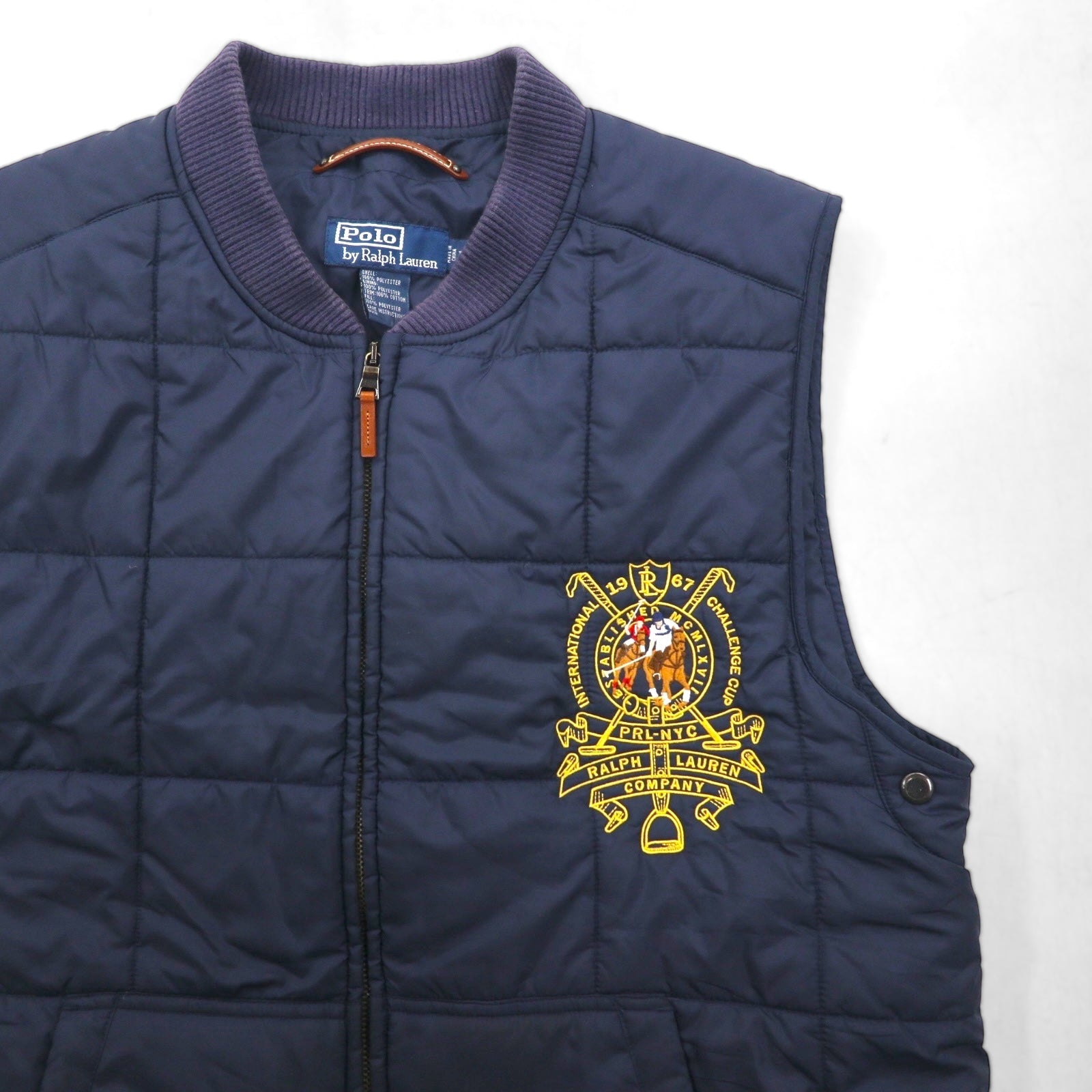 Polo Ralph Lauren キルティング ベスト XL ネイビー 中綿 ダブルポニー エンブレム 刺繍