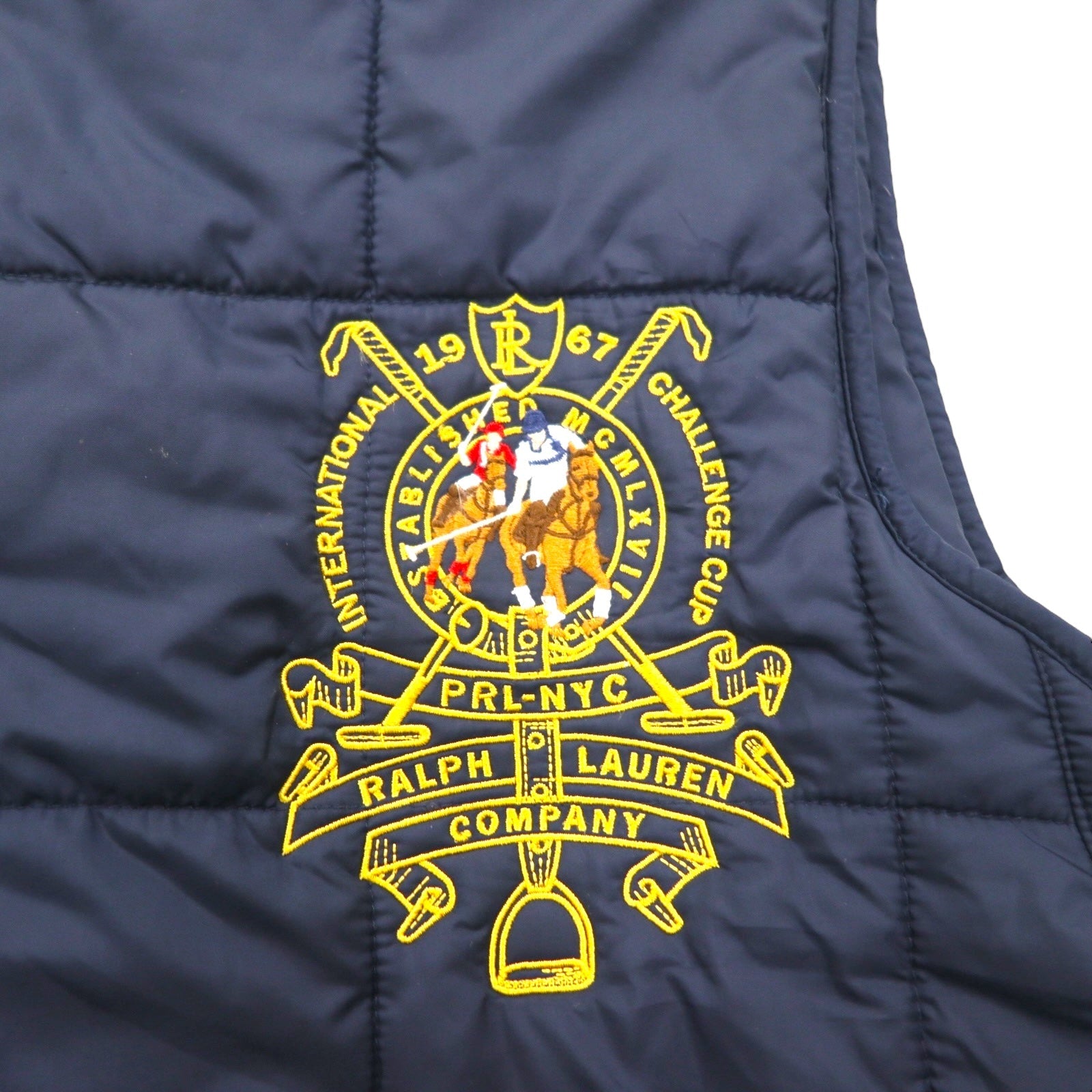 Polo Ralph Lauren キルティング ベスト XL ネイビー 中綿 ダブルポニー エンブレム 刺繍