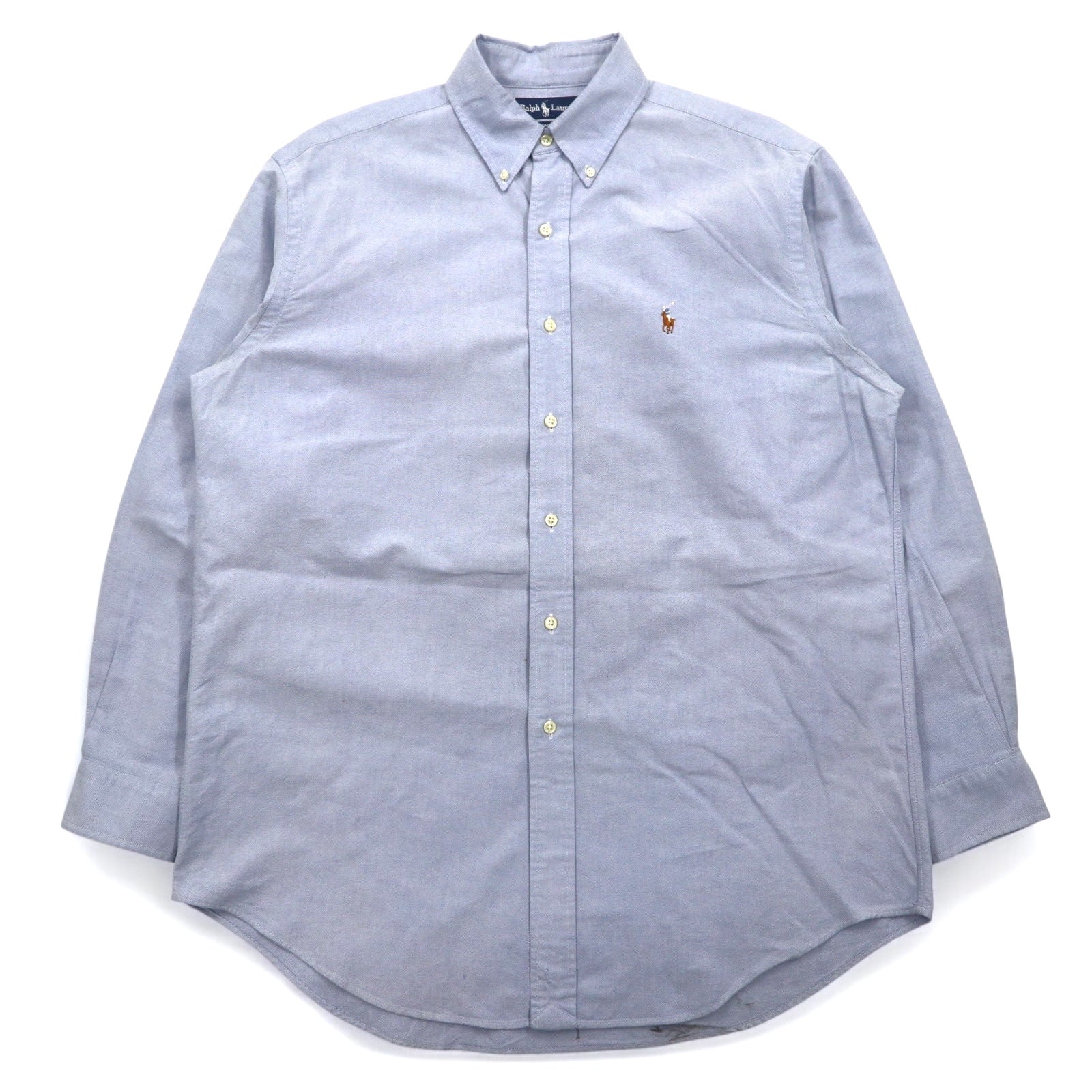 RALPH LAUREN anni '90 YARMOUTH Camicia Oxford button-down oversize L blu con ricamo piccolo cavallo