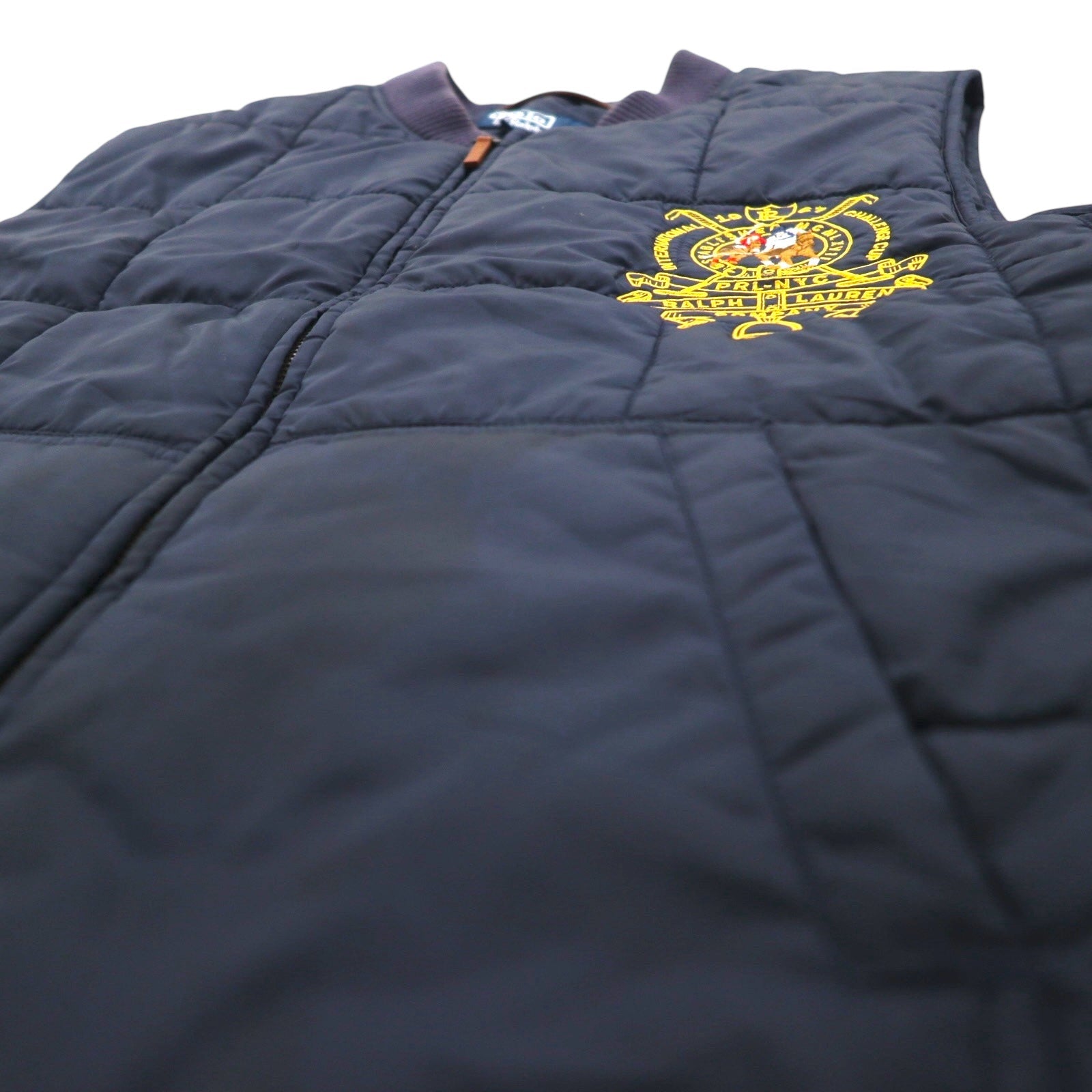 Polo Ralph Lauren キルティング ベスト XL ネイビー 中綿 ダブルポニー エンブレム 刺繍