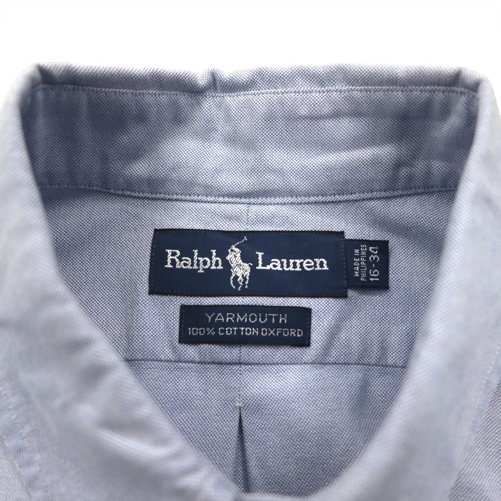 RALPH LAUREN anni '90 YARMOUTH Camicia Oxford button-down oversize L blu con ricamo piccolo cavallo