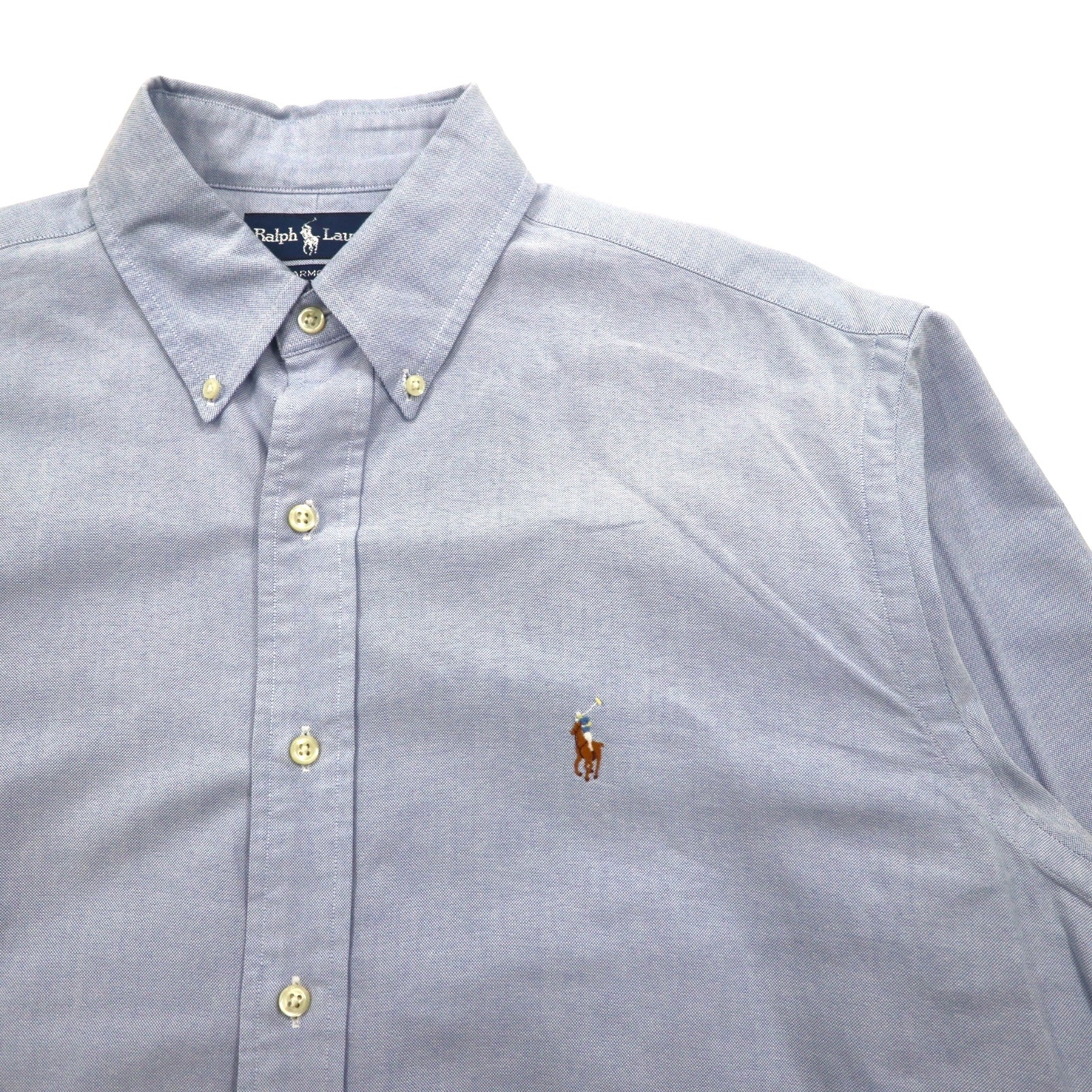 RALPH LAUREN anni '90 YARMOUTH Camicia Oxford button-down oversize L blu con ricamo piccolo cavallo