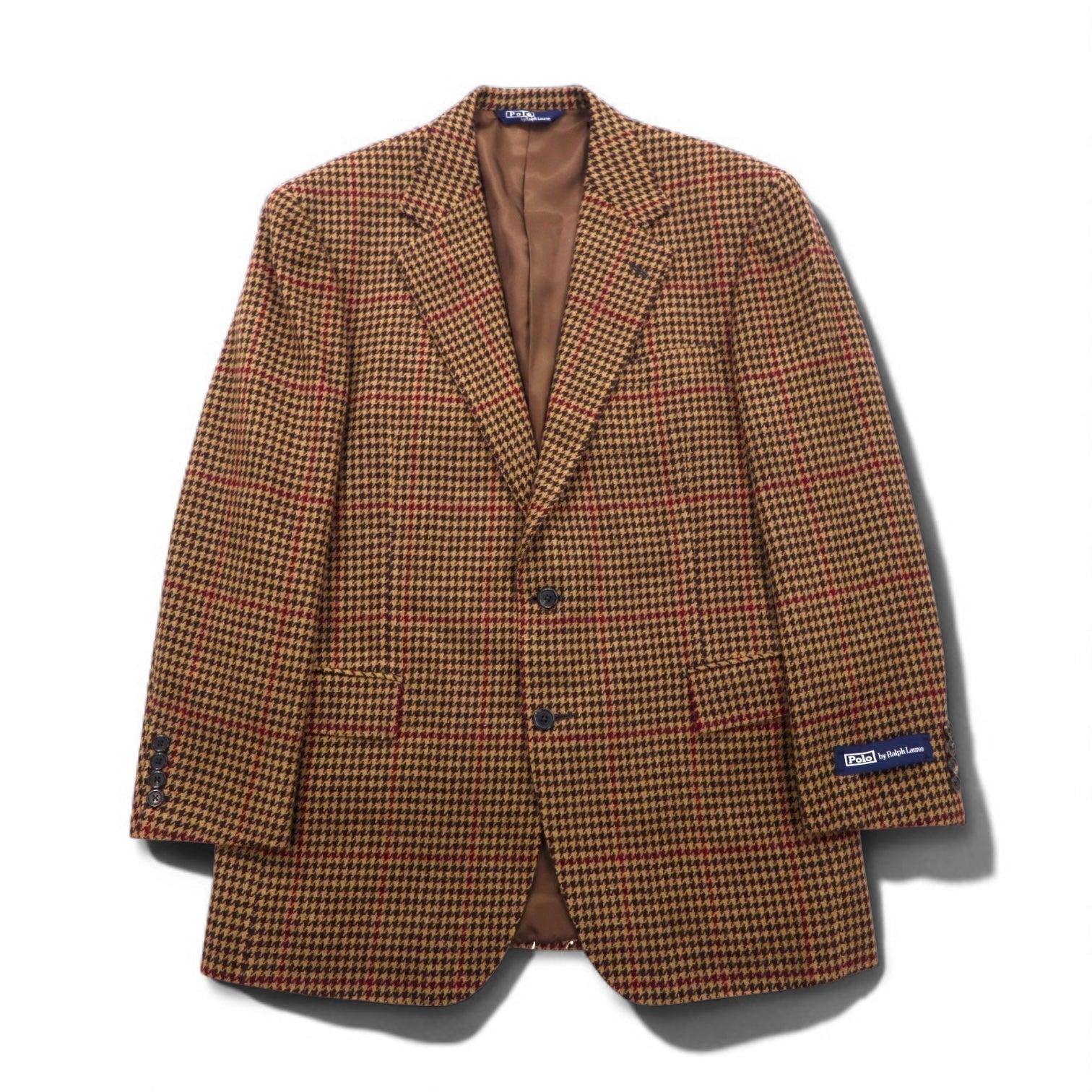 Polo by Ralph Lauren anni '90 Tweed 2B Blazer L Marrone Fantasia Gun Club Check Lana Made in Japan