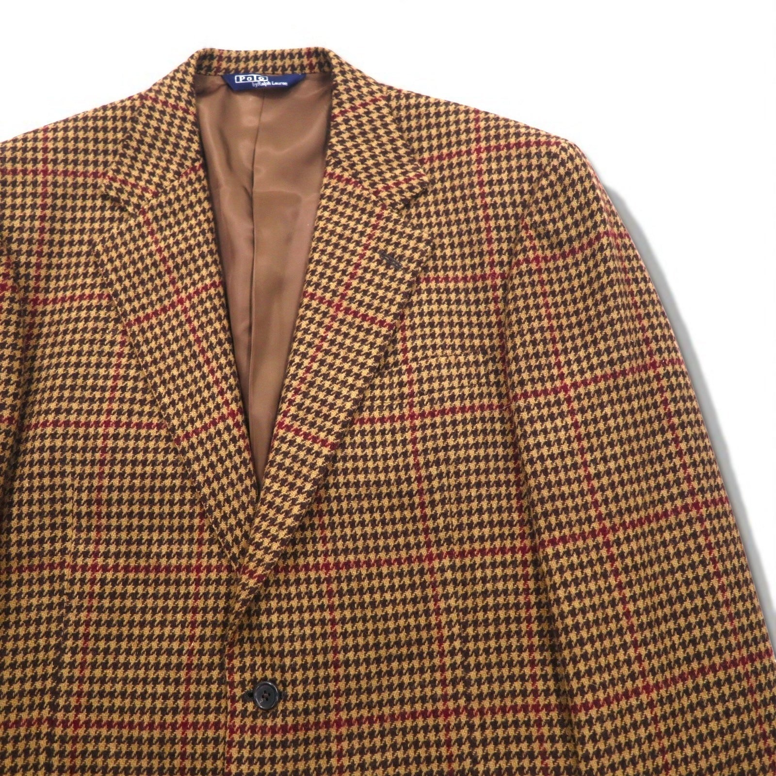 Polo by Ralph Lauren anni '90 Tweed 2B Blazer L Marrone Fantasia Gun Club Check Lana Made in Japan