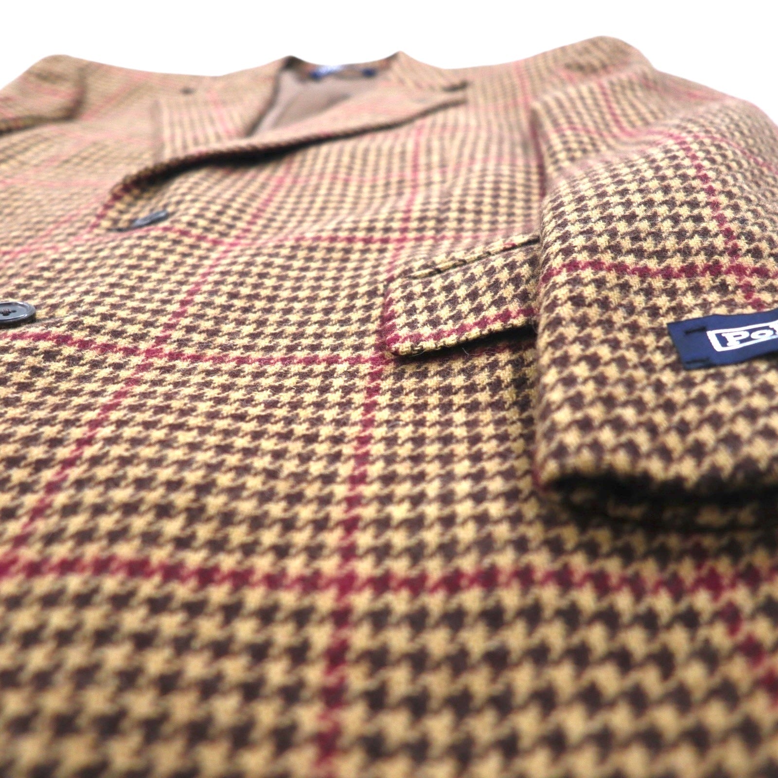 Polo by Ralph Lauren anni '90 Tweed 2B Blazer L Marrone Fantasia Gun Club Check Lana Made in Japan