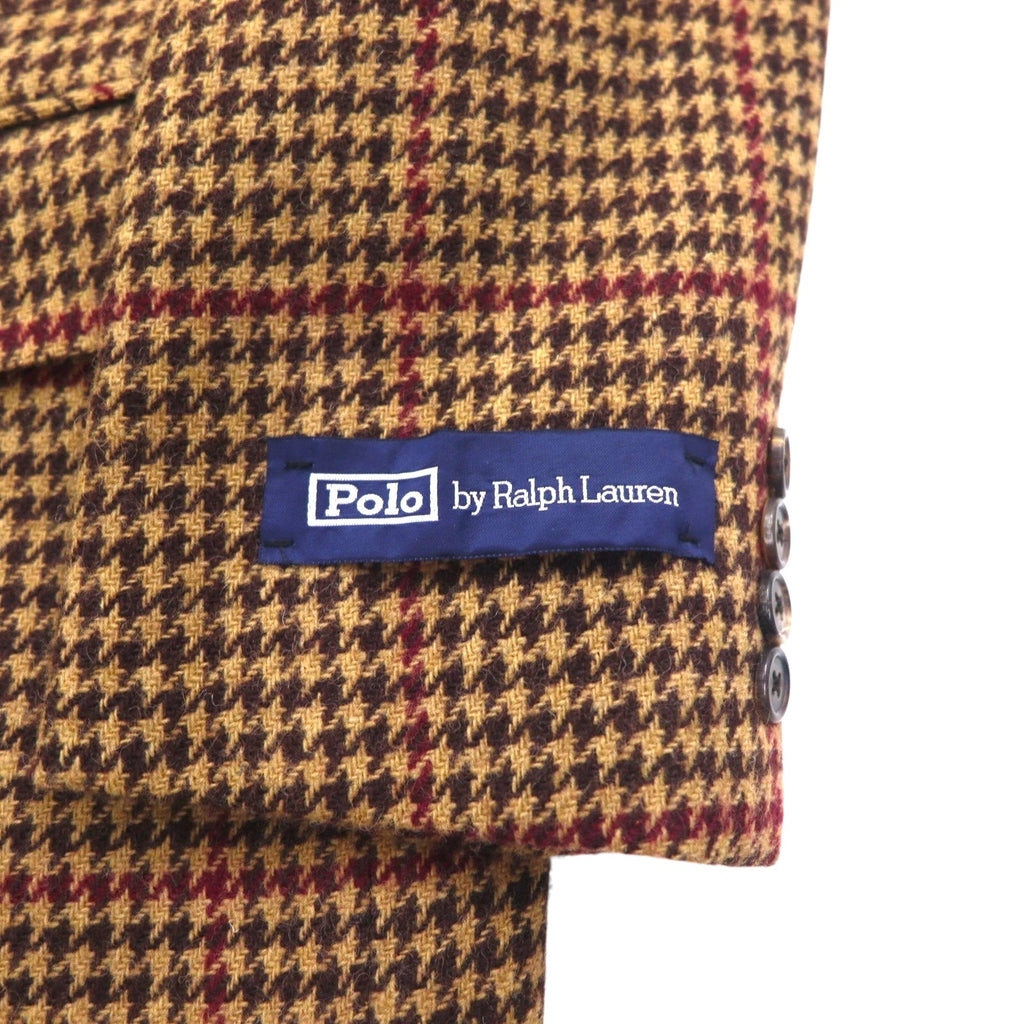 Polo by Ralph Lauren anni '90 Tweed 2B Blazer L Marrone Fantasia Gun Club Check Lana Made in Japan