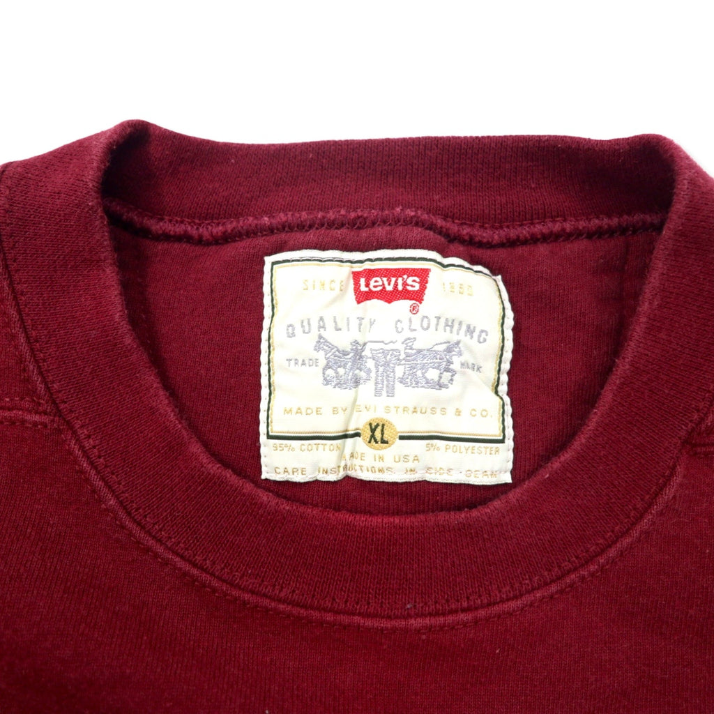 Levi's made in USA anni '90 felpa stampata con logo XL rossa in cotone felpato, taglia oversize