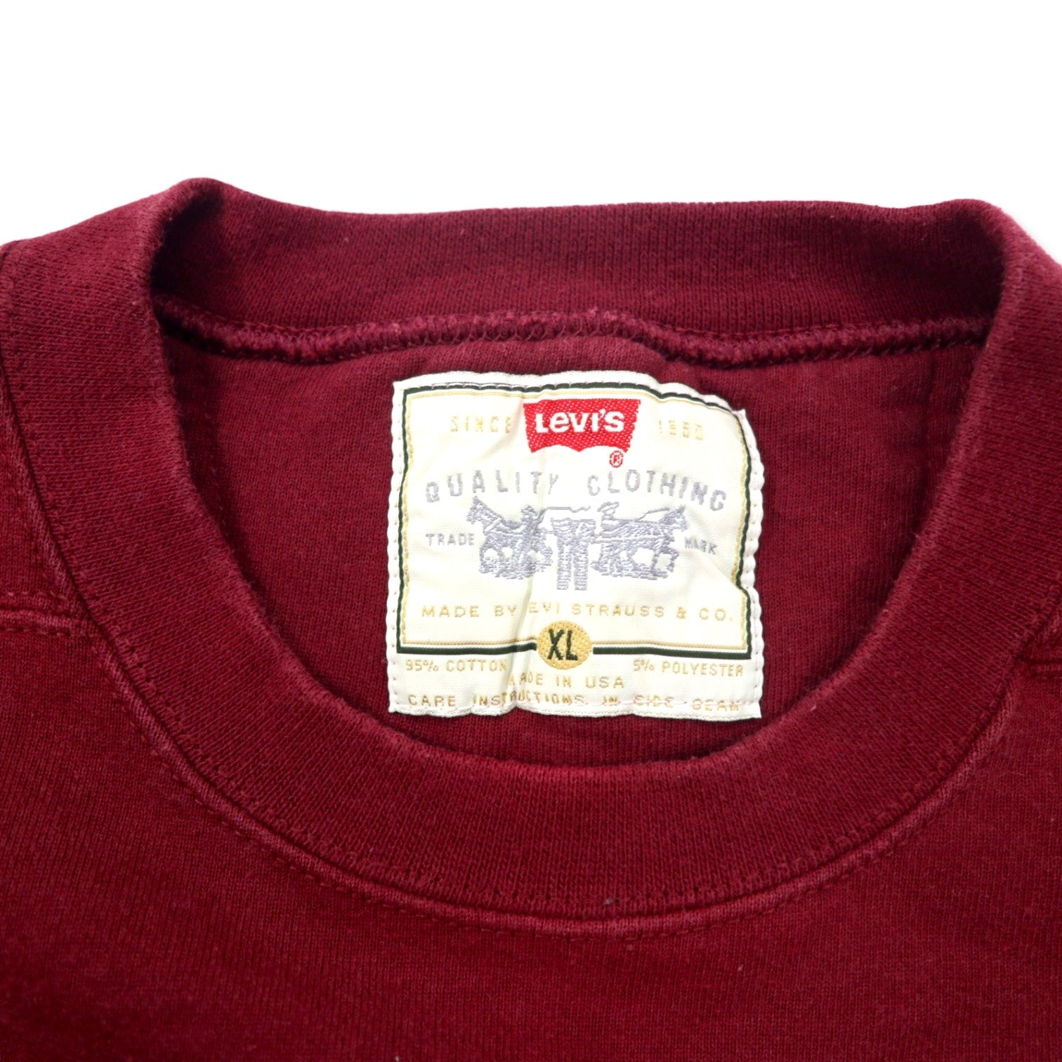 Levi's made in USA anni '90 felpa stampata con logo XL rossa in cotone felpato, taglia oversize