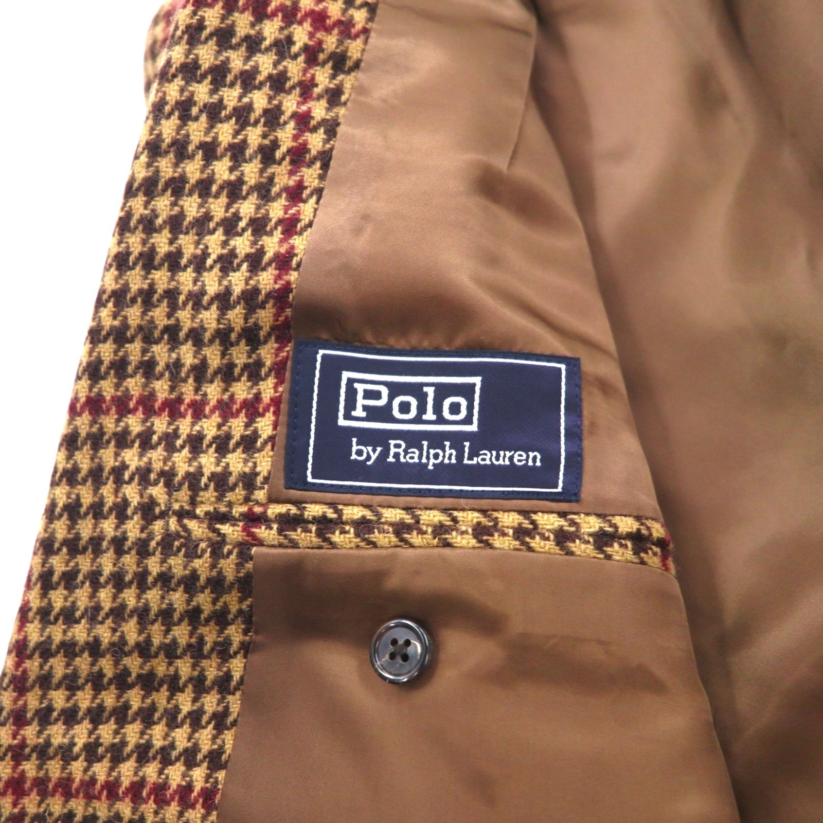 Polo by Ralph Lauren anni '90 Tweed 2B Blazer L Marrone Fantasia Gun Club Check Lana Made in Japan