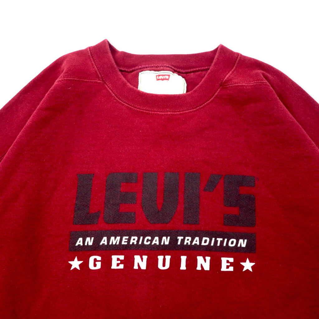 Levi's made in USA anni '90 felpa stampata con logo XL rossa in cotone felpato, taglia oversize