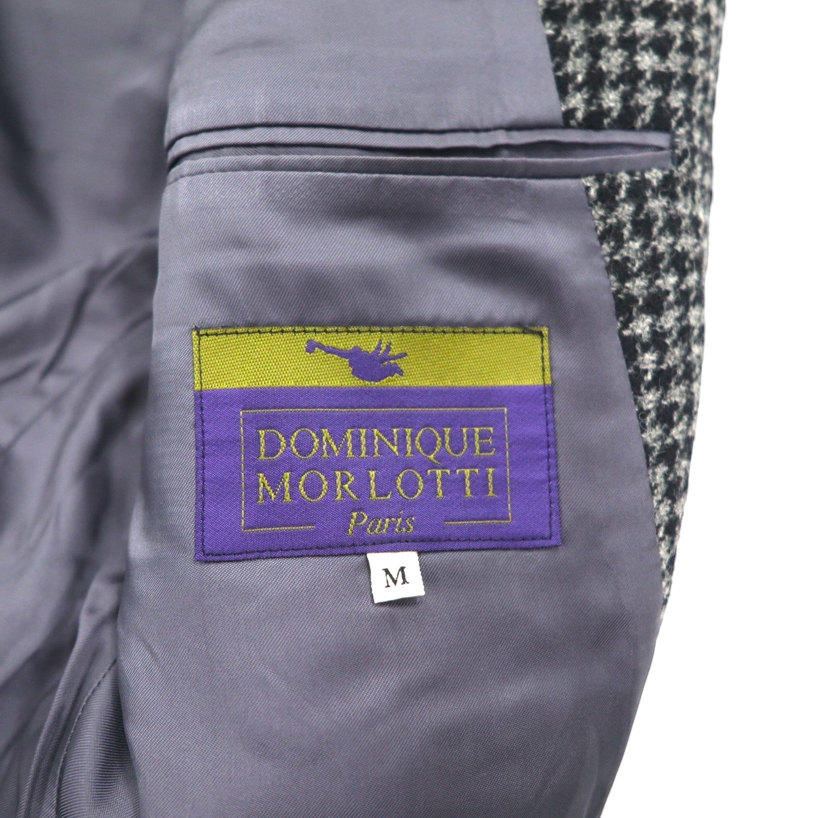 90s Vintage Blazer DOMINIQUE MORLOTTI 千鳥格子 3B ツイード テーラードジャケット M グレンチェック 日本製